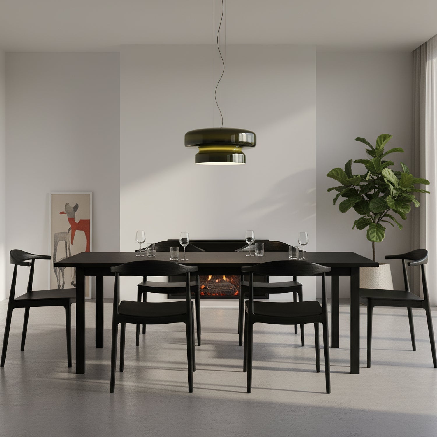 Pendant Light Cast Glass 40.0 cm Chrome Dining Room Kitchen Island Hanging Ceiling Lamp Adjustable E27 | Thomler