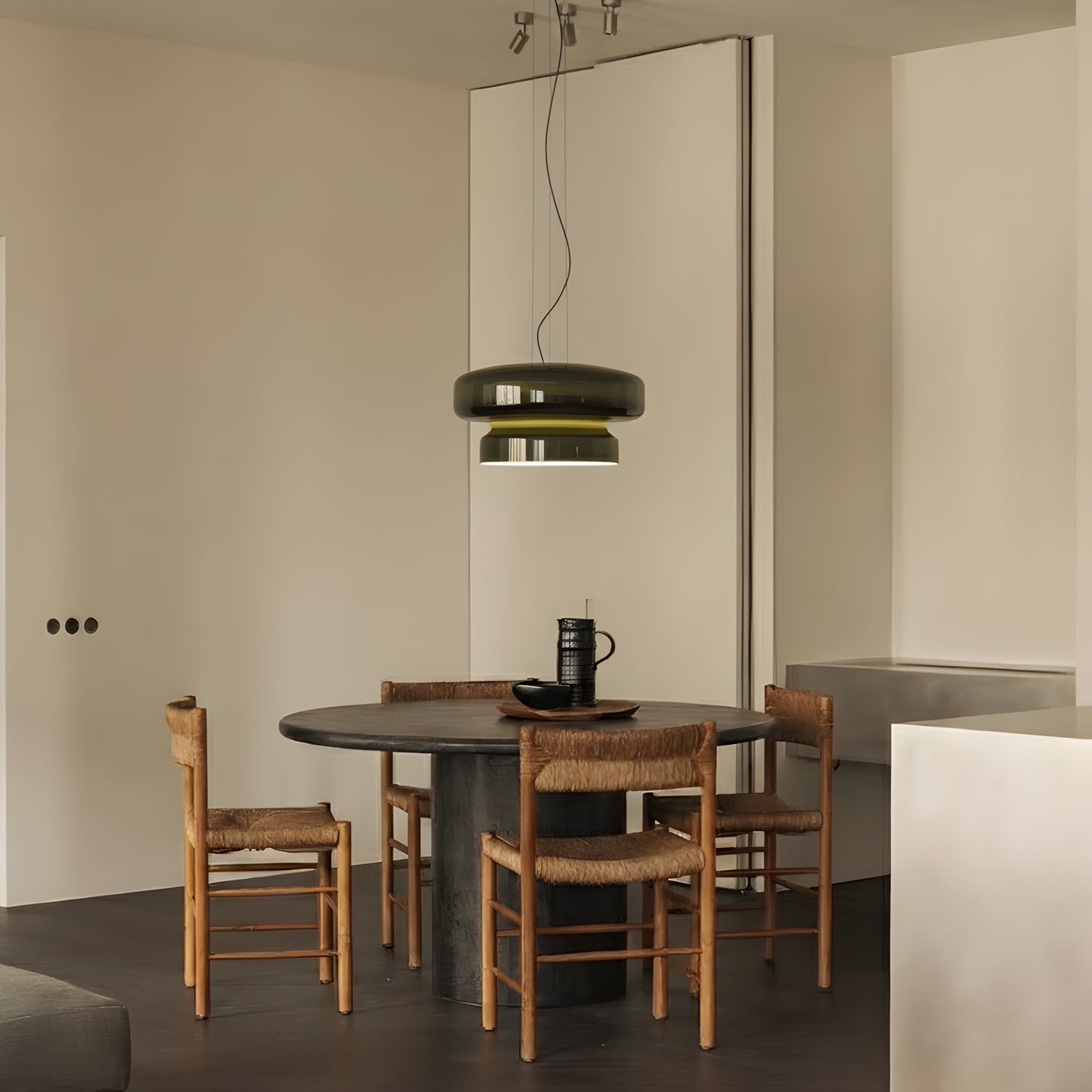 Pendant Light Cast Glass 40.0 cm Chrome Dining Room Kitchen Island Hanging Ceiling Lamp Adjustable E27 | Thomler