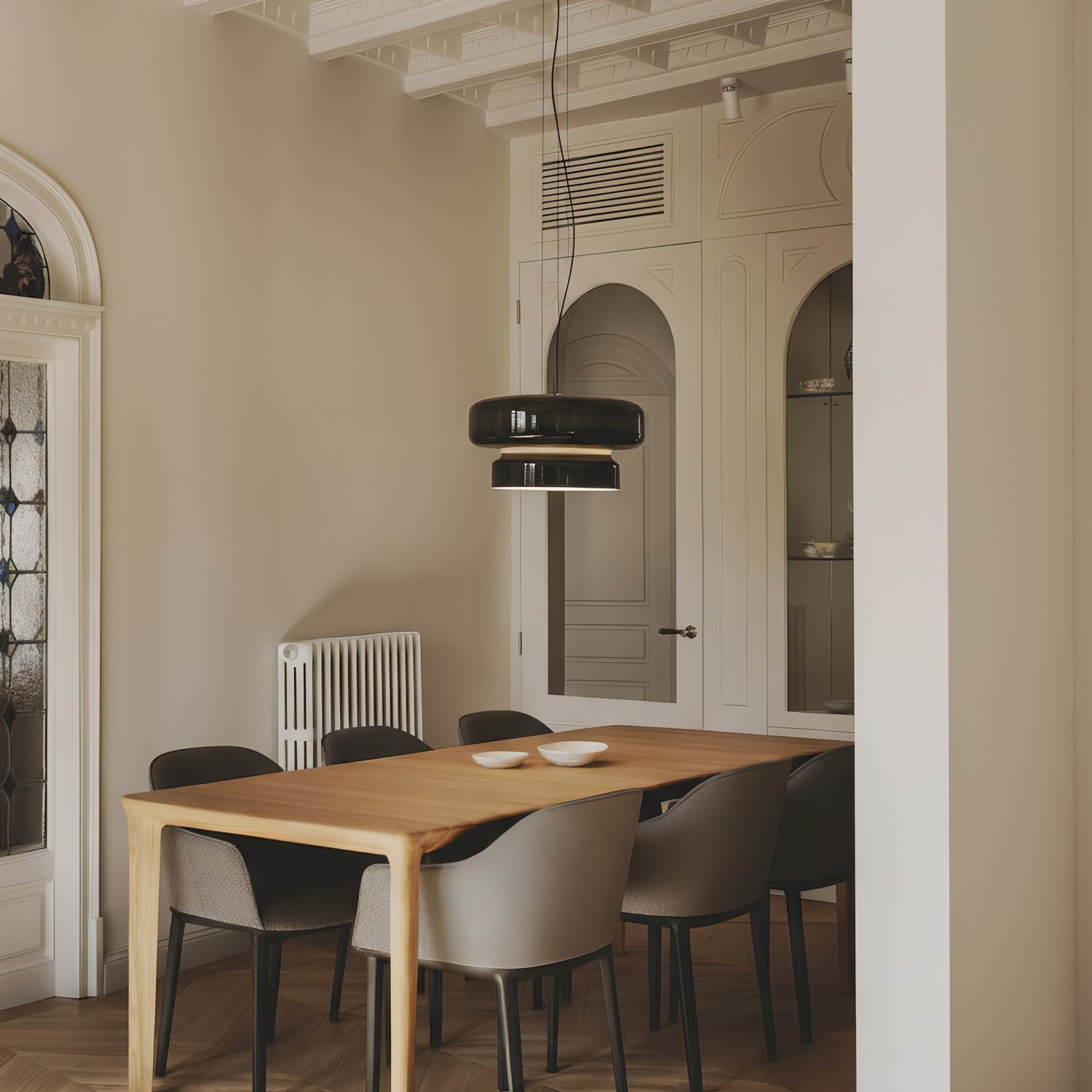 Pendant Light Cast Glass 40.0 cm Chrome Dining Room Kitchen Island Hanging Ceiling Lamp Adjustable E27 | Thomler