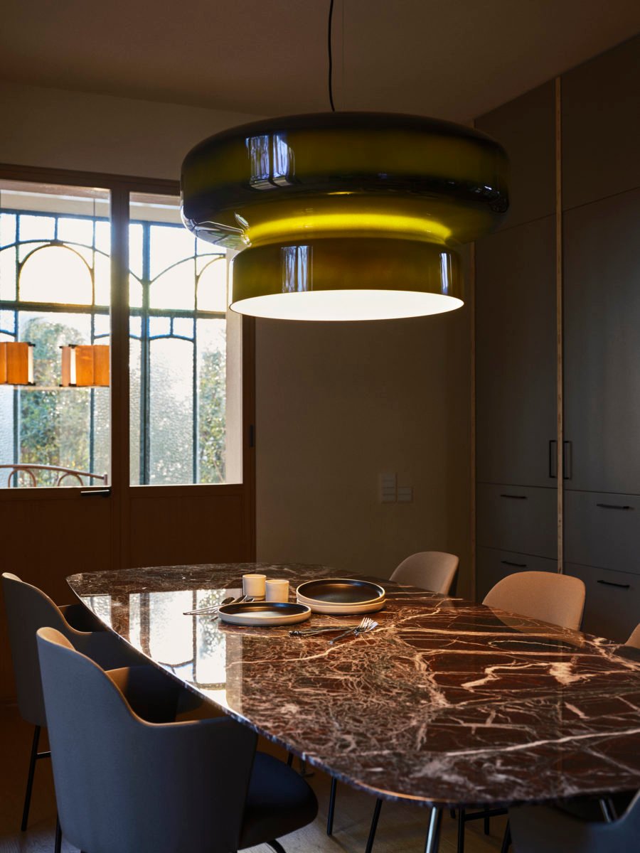 Pendant Light Glass Metal LED 40.0 cm Adjustable Brown Dining Room Kitchen Island Ceiling Lamp | Thomler