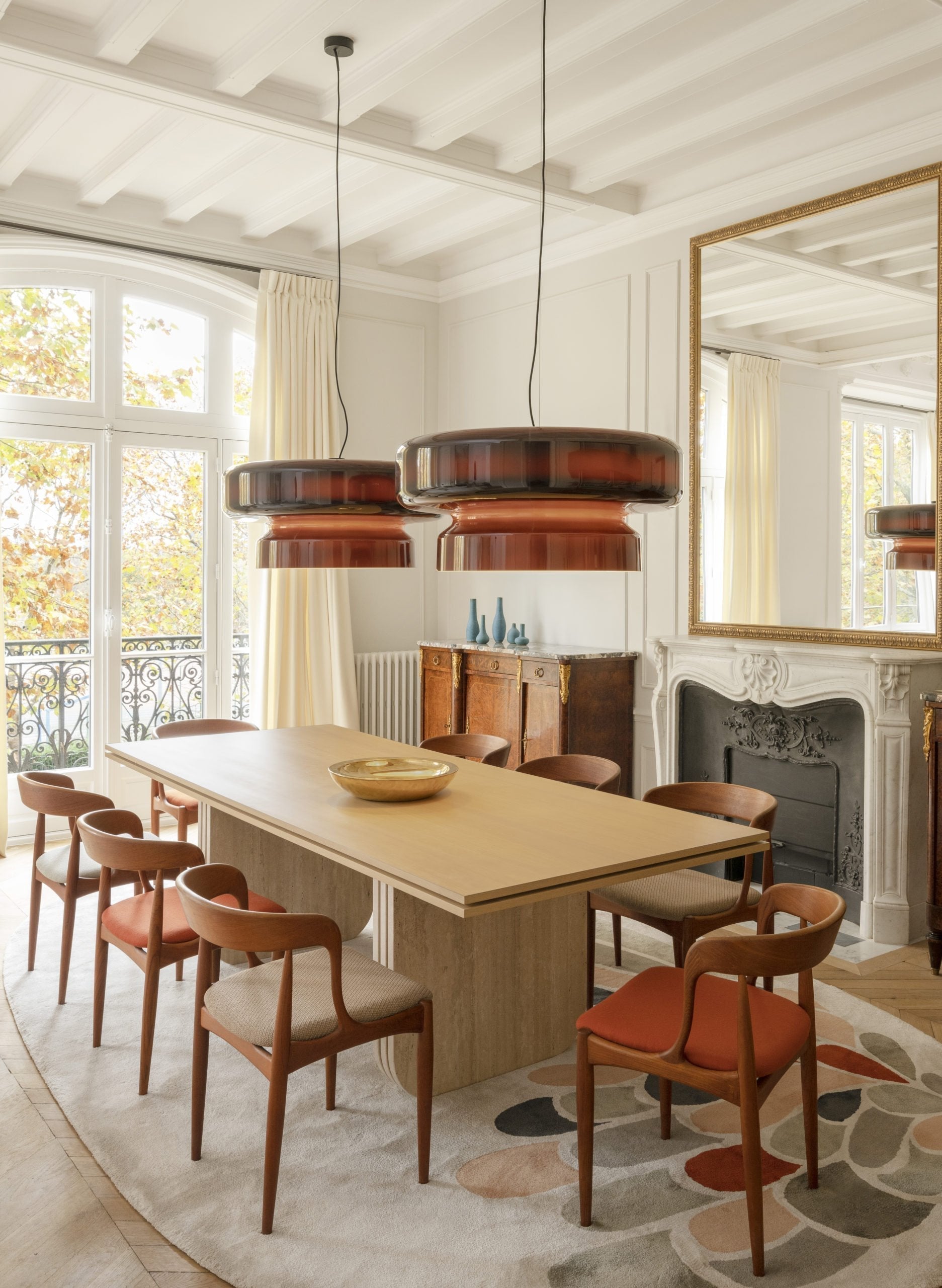Pendant Light Glass Metal LED 40.0 cm Adjustable Brown Dining Room Kitchen Island Ceiling Lamp | Thomler