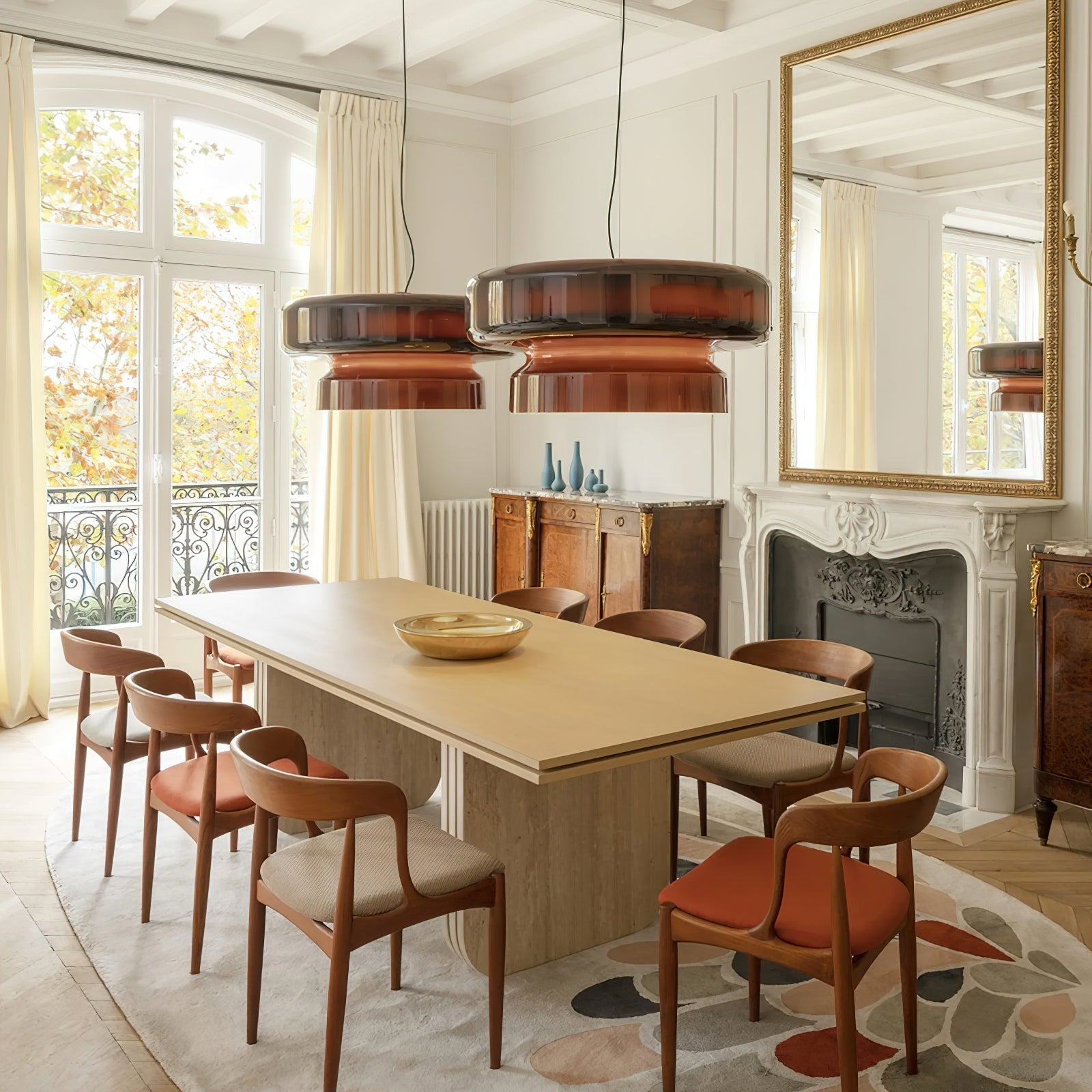 Pendant Light Glass Metal LED 40.0 cm Adjustable Brown Dining Room Kitchen Island Ceiling Lamp | Thomler