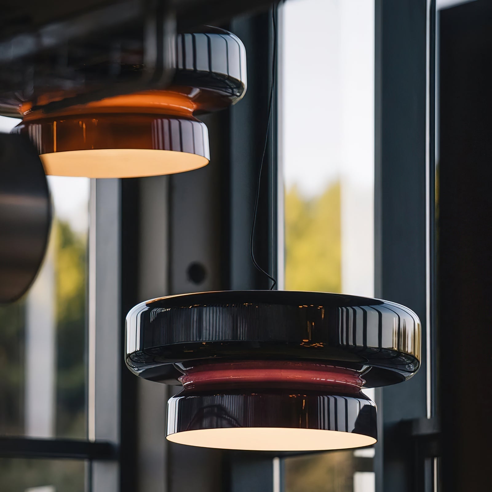 Pendant Light Glass Metal LED 40.0 cm Adjustable Brown Dining Room Kitchen Island Ceiling Lamp | Thomler