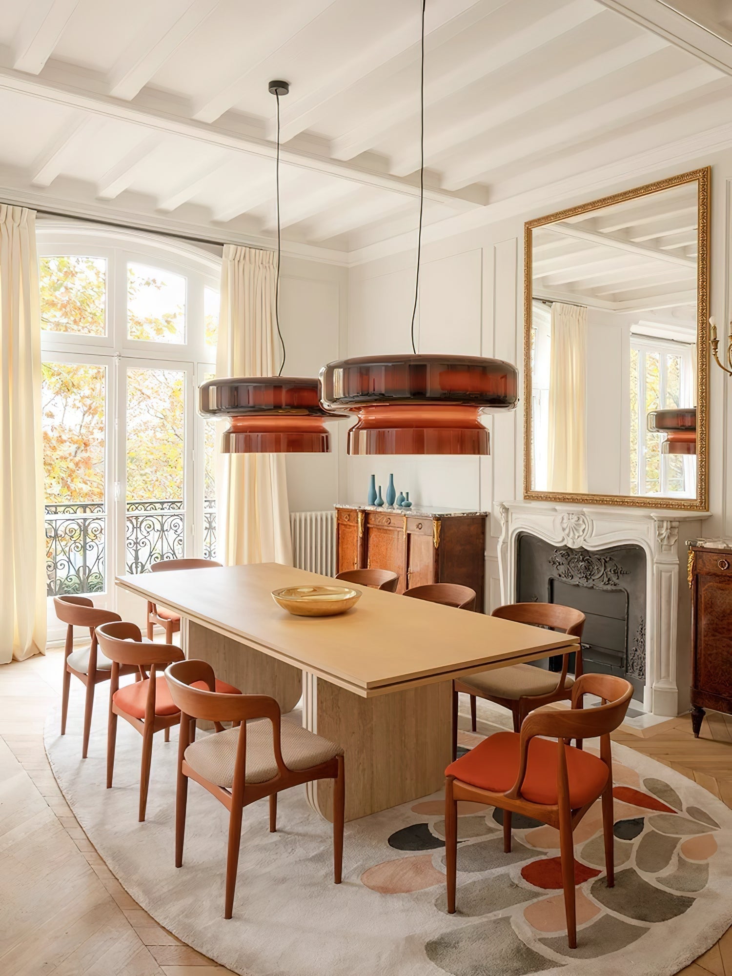 Pendant Light Glass Metal LED 40.0 cm Adjustable Brown Dining Room Kitchen Island Ceiling Lamp | Thomler