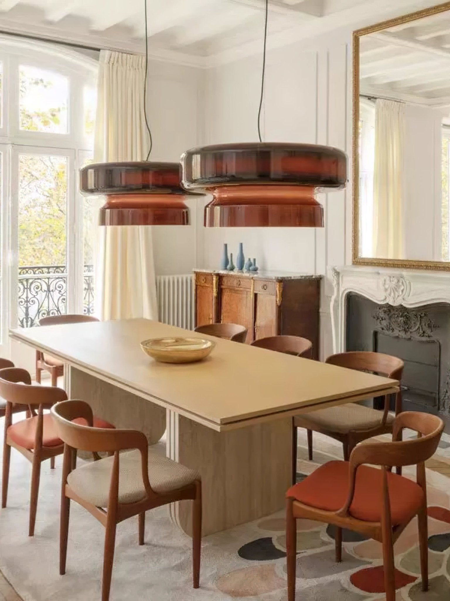 Pendant Light Glass Metal LED 40.0 cm Adjustable Brown Dining Room Kitchen Island Ceiling Lamp | Thomler