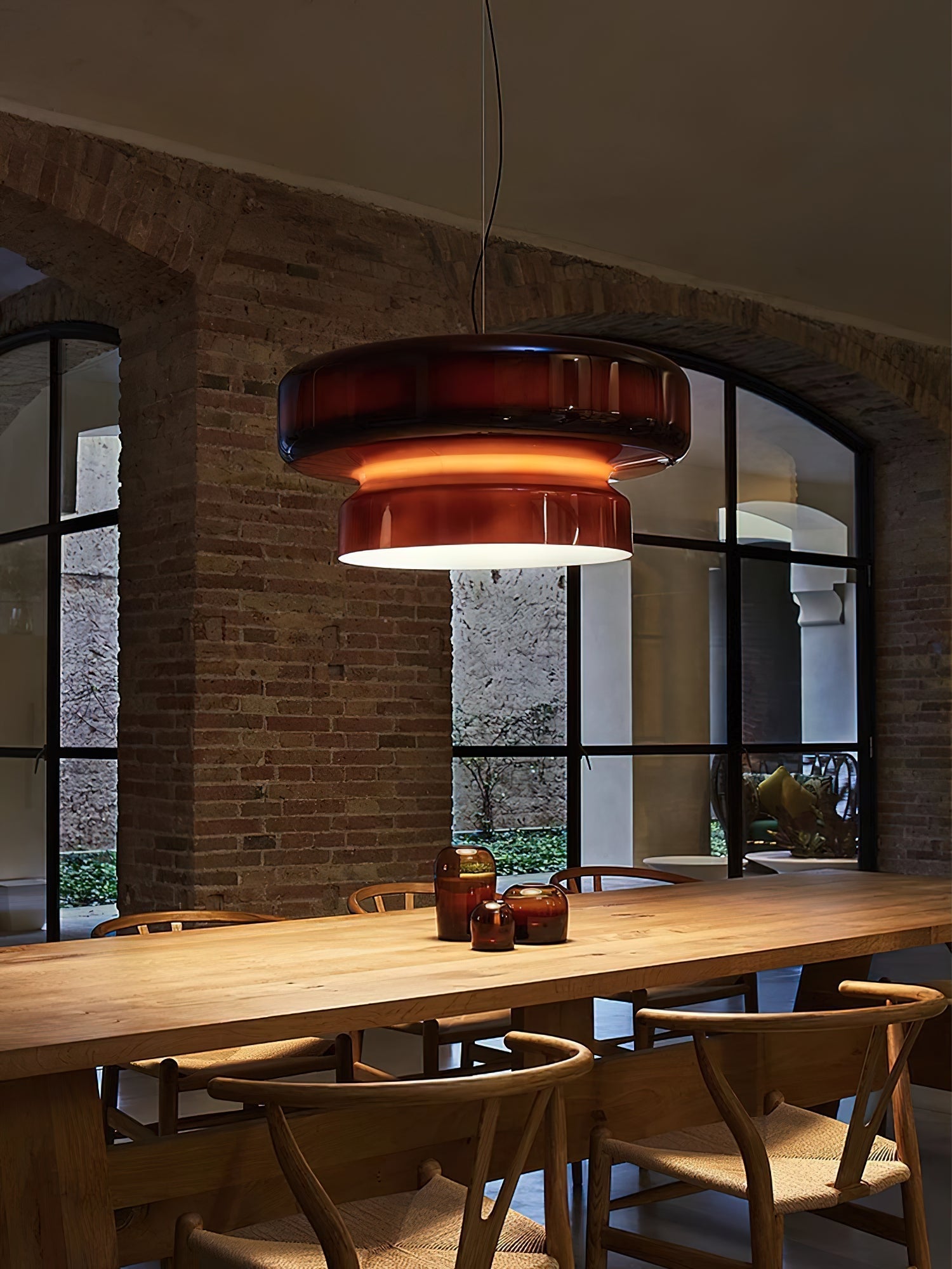 Pendant Light Glass Metal LED 40.0 cm Adjustable Brown Dining Room Kitchen Island Ceiling Lamp | Thomler