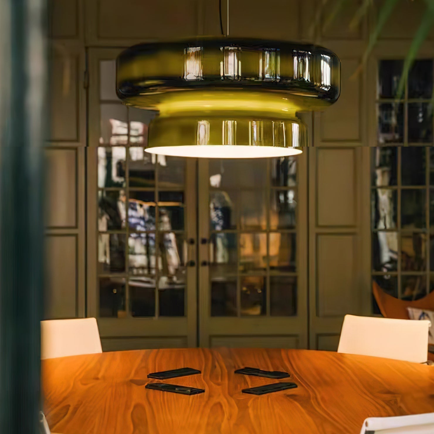 Pendant Light Glass Metal LED 40.0 cm Adjustable Brown Dining Room Kitchen Island Ceiling Lamp | Thomler