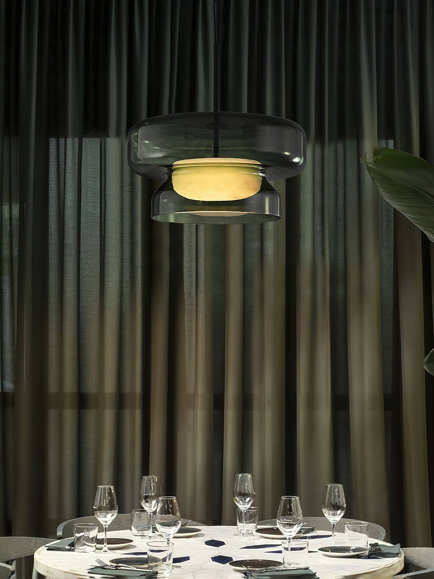 Pendant Light Glass Metal LED 40.0 cm Adjustable Brown Dining Room Kitchen Island Ceiling Lamp | Thomler