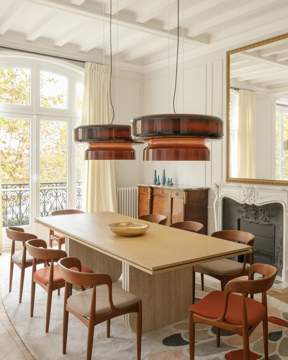 Pendant Light Cast Glass 40.0 cm Chrome Dining Room Kitchen Island Hanging Ceiling Lamp Adjustable E27 | Thomler