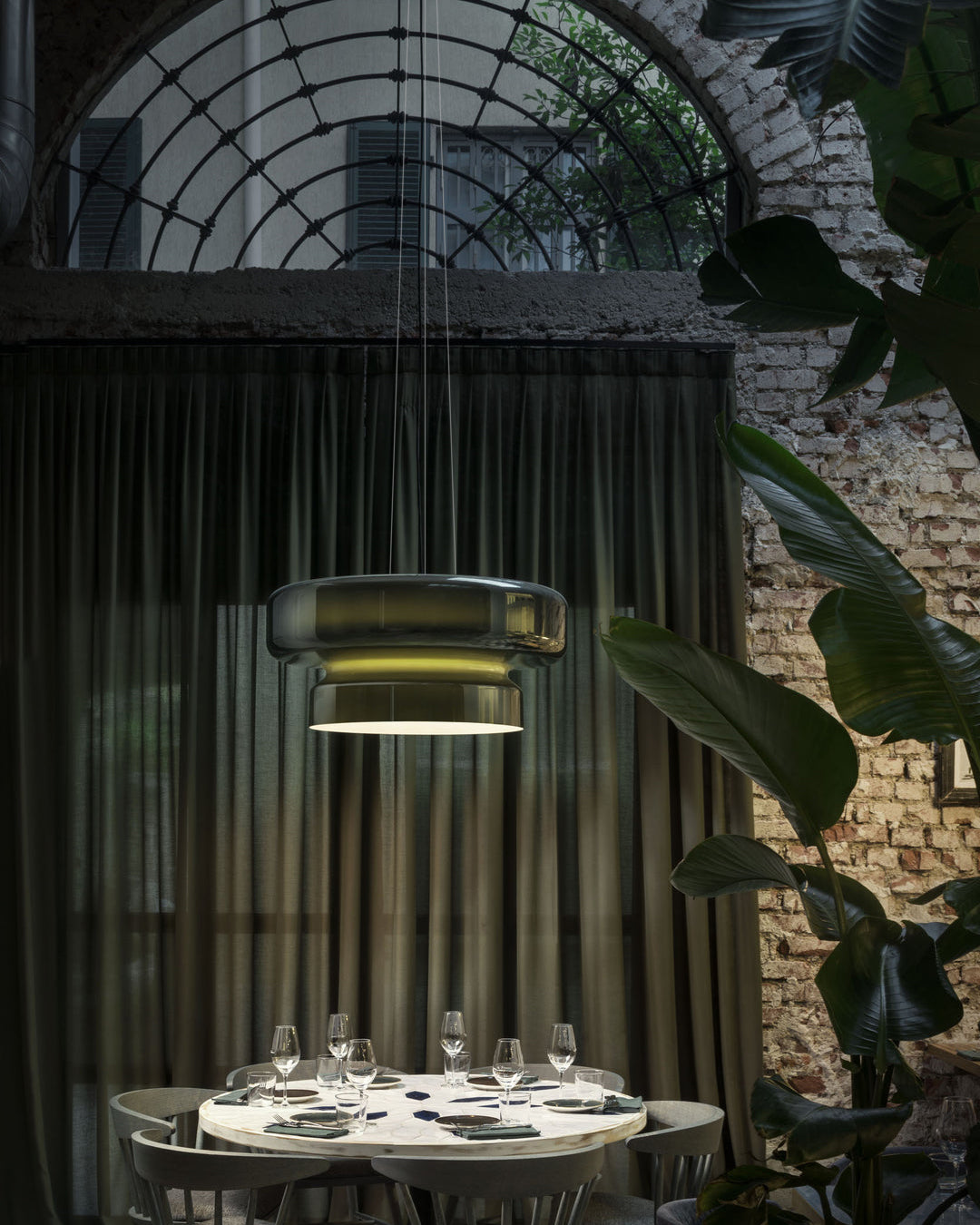 Pendant Light Cast Glass 40.0 cm Chrome Dining Room Kitchen Island Hanging Ceiling Lamp Adjustable E27 | Thomler