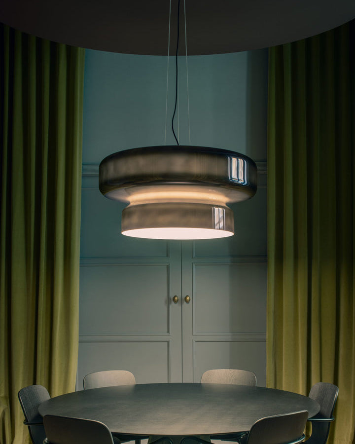Pendant Light Cast Glass 40.0 cm Chrome Dining Room Kitchen Island Hanging Ceiling Lamp Adjustable E27 | Thomler