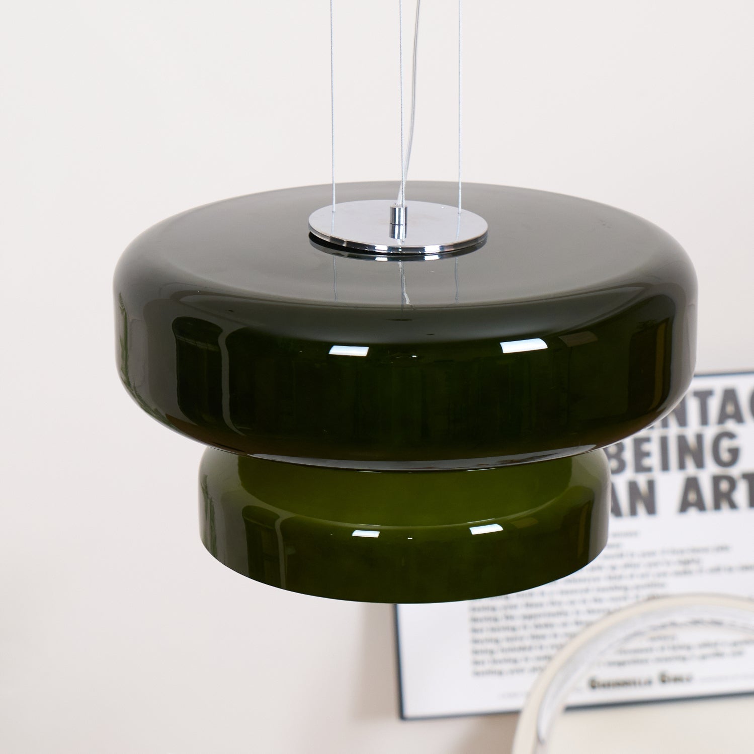 Pendant Light Cast Glass 40.0 cm Chrome Dining Room Kitchen Island Hanging Ceiling Lamp Adjustable E27 | Thomler