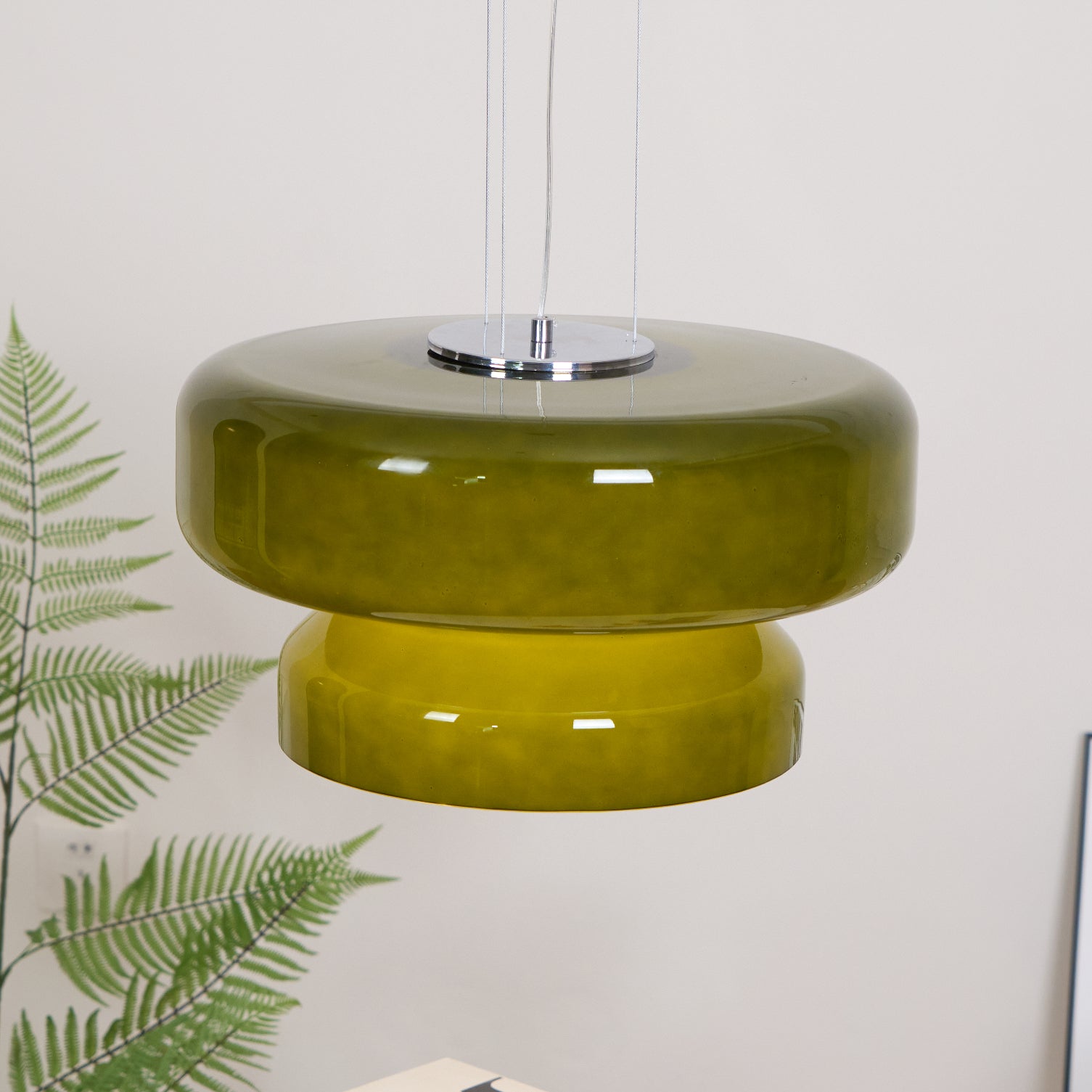 Pendant Light Cast Glass 40.0 cm Chrome Dining Room Kitchen Island Hanging Ceiling Lamp Adjustable E27 | Thomler