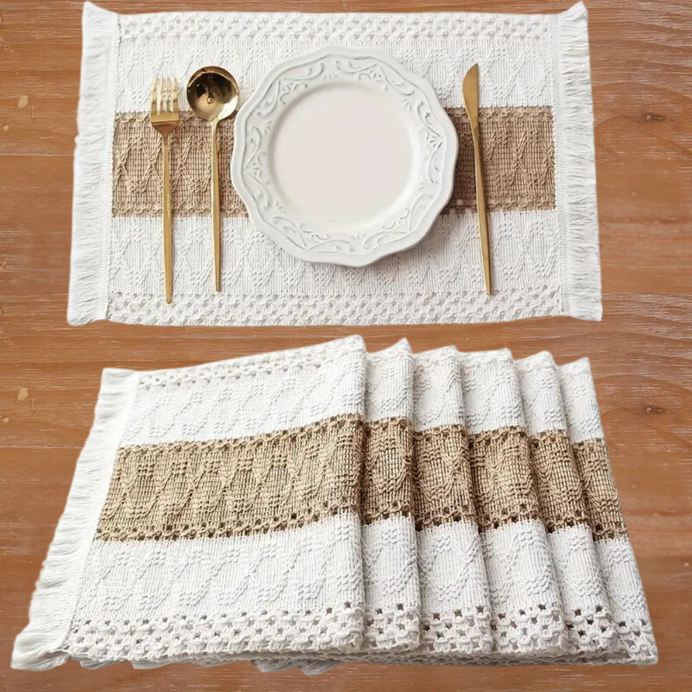 Woven Textile Dining Mats – Heat-Safe Table Protection with Earthy Bohemian Styling | Thomler
