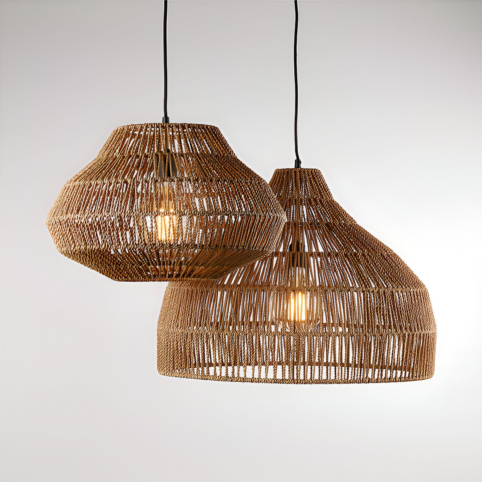 Pendant Light Rattan 23.6 in Adjustable Hanging Dining Room Kitchen Island Boho Ceiling Lamp Natural Woven Shade | Thomler