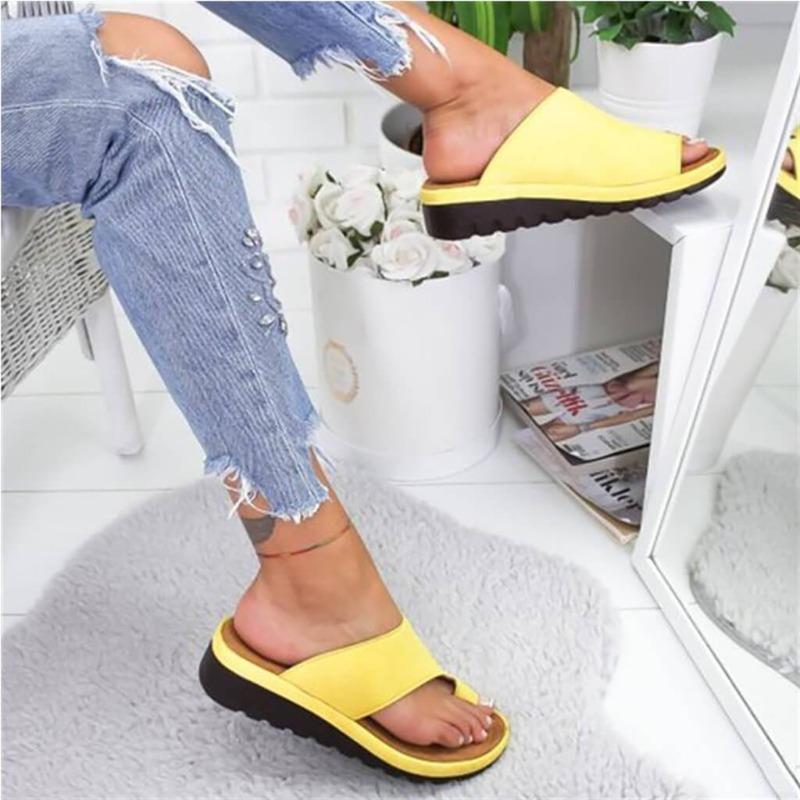 Women's Toe-Post Slip-On Sandals Foam Cushion Flat Comfort Footbed Faux Leather Open-Toe Summer Everyday | Thomler