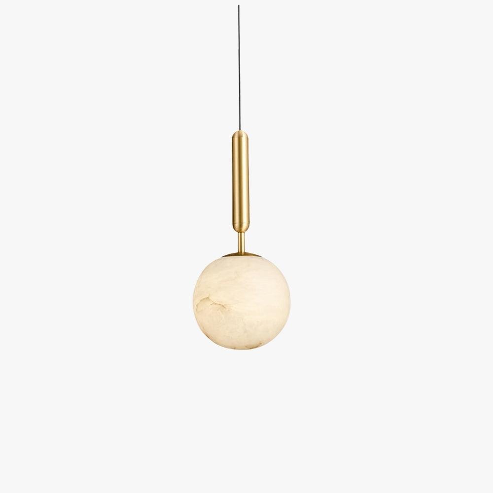 Pendant Light Alabaster Sphere 4.7 in Brass Small Dining Kitchen Island Hanging Ceiling Lamp Modern Minimalist | Thomler