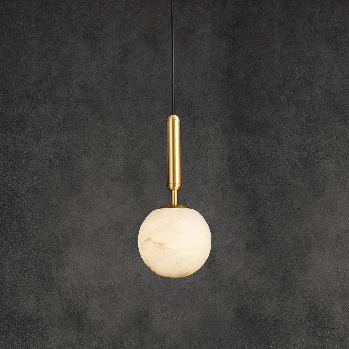 Pendant Light Alabaster Sphere 4.7 in Brass Small Dining Kitchen Island Hanging Ceiling Lamp Modern Minimalist | Thomler