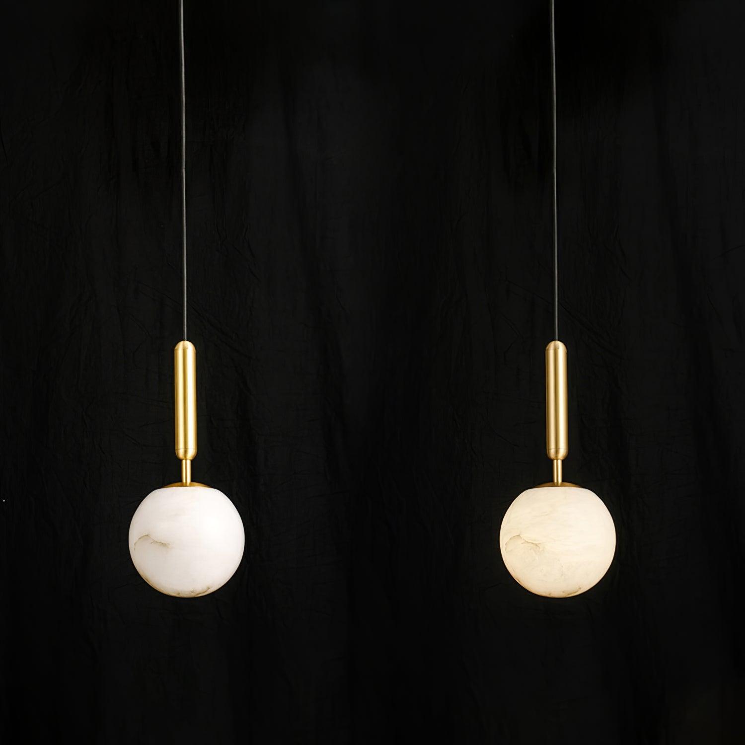 Pendant Light Alabaster Sphere 4.7 in Brass Small Dining Kitchen Island Hanging Ceiling Lamp Modern Minimalist | Thomler