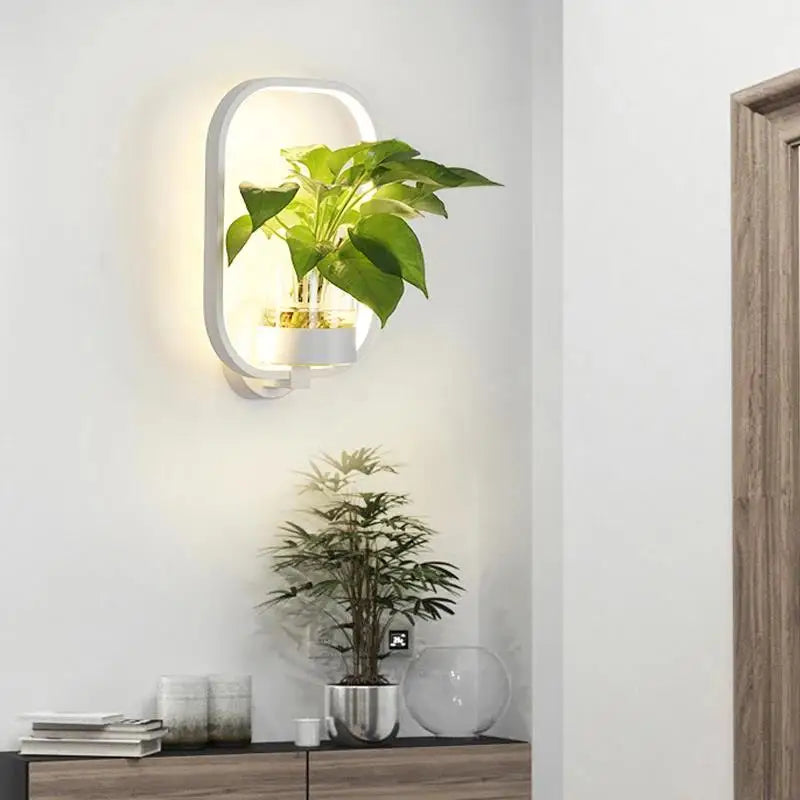 Indoor Wall Sconce with Live Plant Holder – Iron & Glass Botanical Light Fixture for Living Room, Bedroom, Hallway, Office – Modern | Thomler