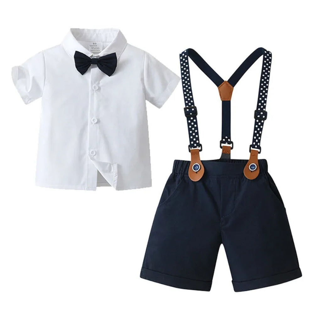 Boys Formal 3-Piece Suit Set with Shirt, Vest, Pants & Bow Tie for Weddings, Parties, Special Occasions | Toddler Kids Dress Outfit | Thomler