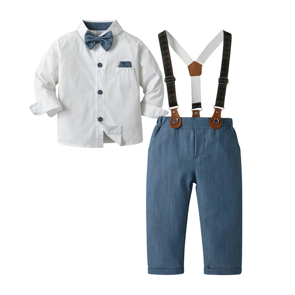 Boys 3-Piece Formal Suit Set with Shirt, Vest, Pants & Bow Tie for Weddings, Parties & Special Occasions | Soft Cotton Dress Outfit | Thomler