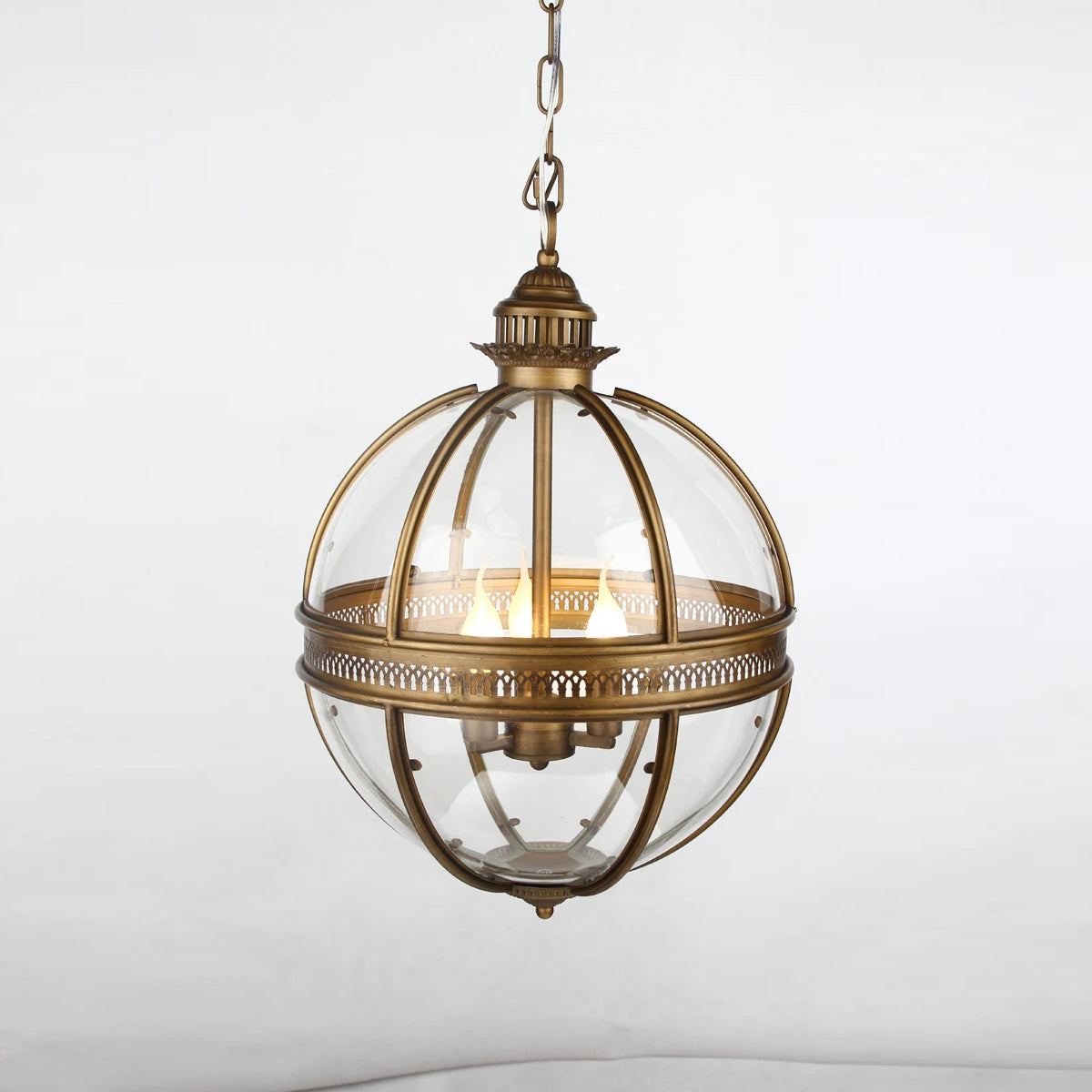 Pendant Light Glass Globe E12 Metal Frame Vintage Indoor Dining Room Hanging Ceiling Fixture | Thomler