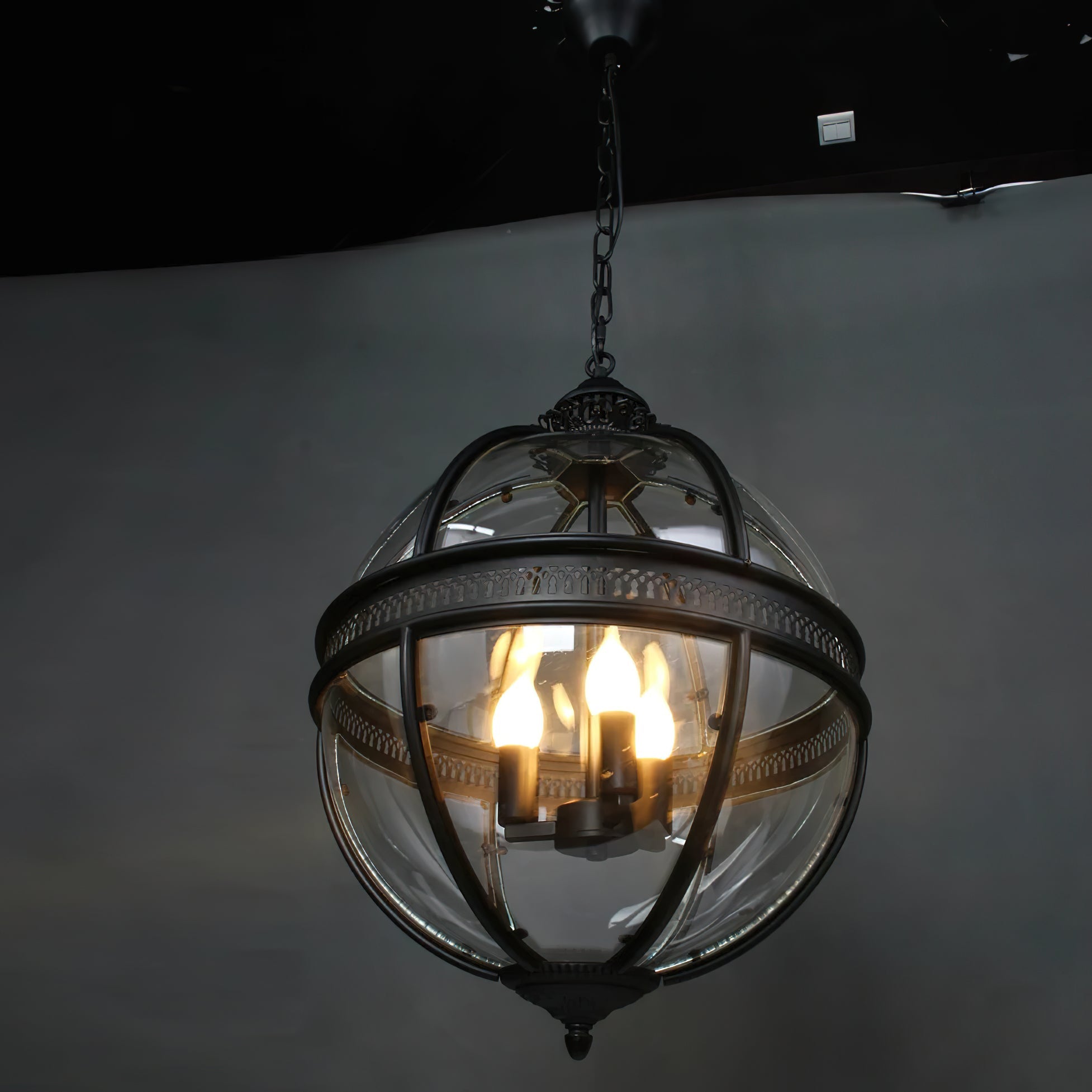Pendant Light Glass Globe E12 Metal Frame Vintage Indoor Dining Room Hanging Ceiling Fixture | Thomler