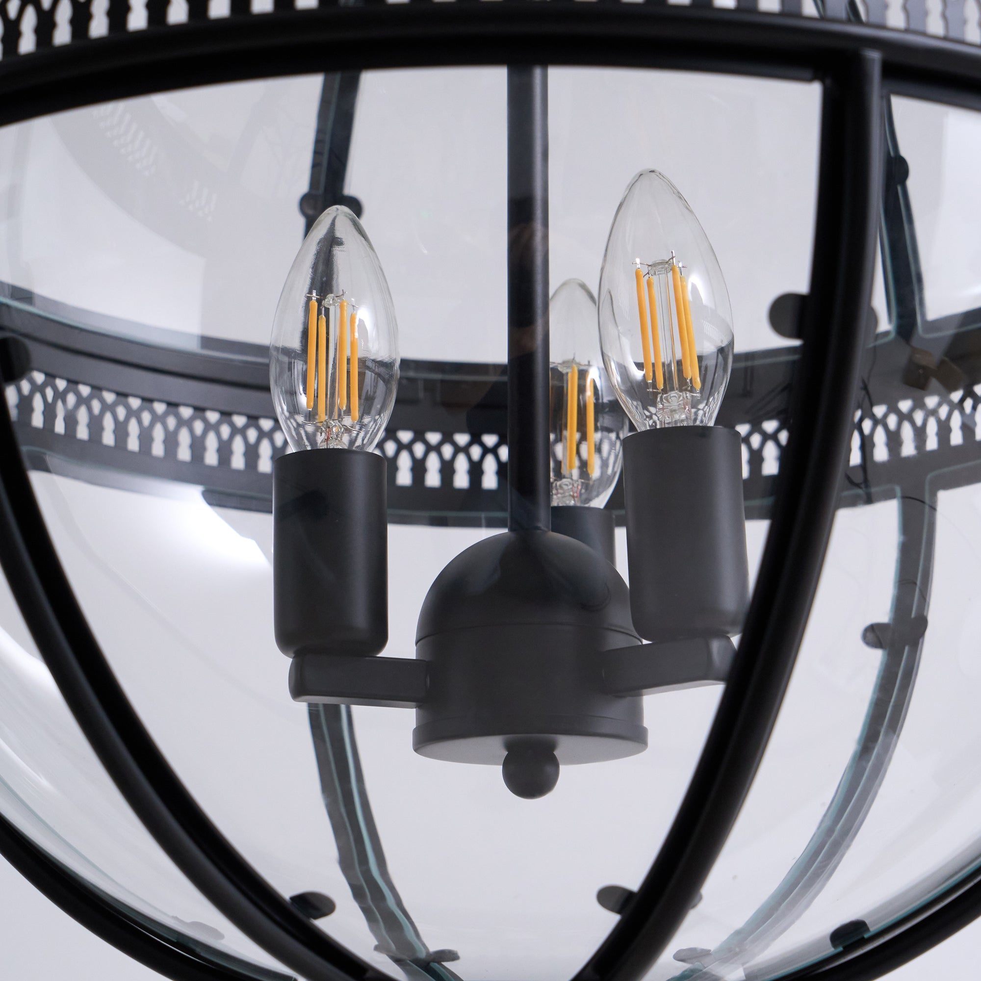 Pendant Light Glass Globe E12 Metal Frame Vintage Indoor Dining Room Hanging Ceiling Fixture | Thomler