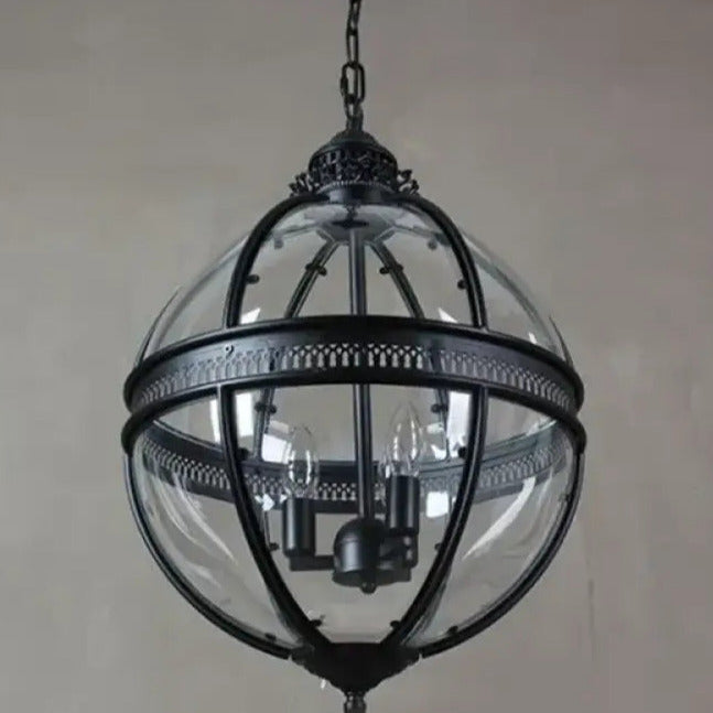 Pendant Light Glass Globe E12 Metal Frame Vintage Indoor Dining Room Hanging Ceiling Fixture | Thomler