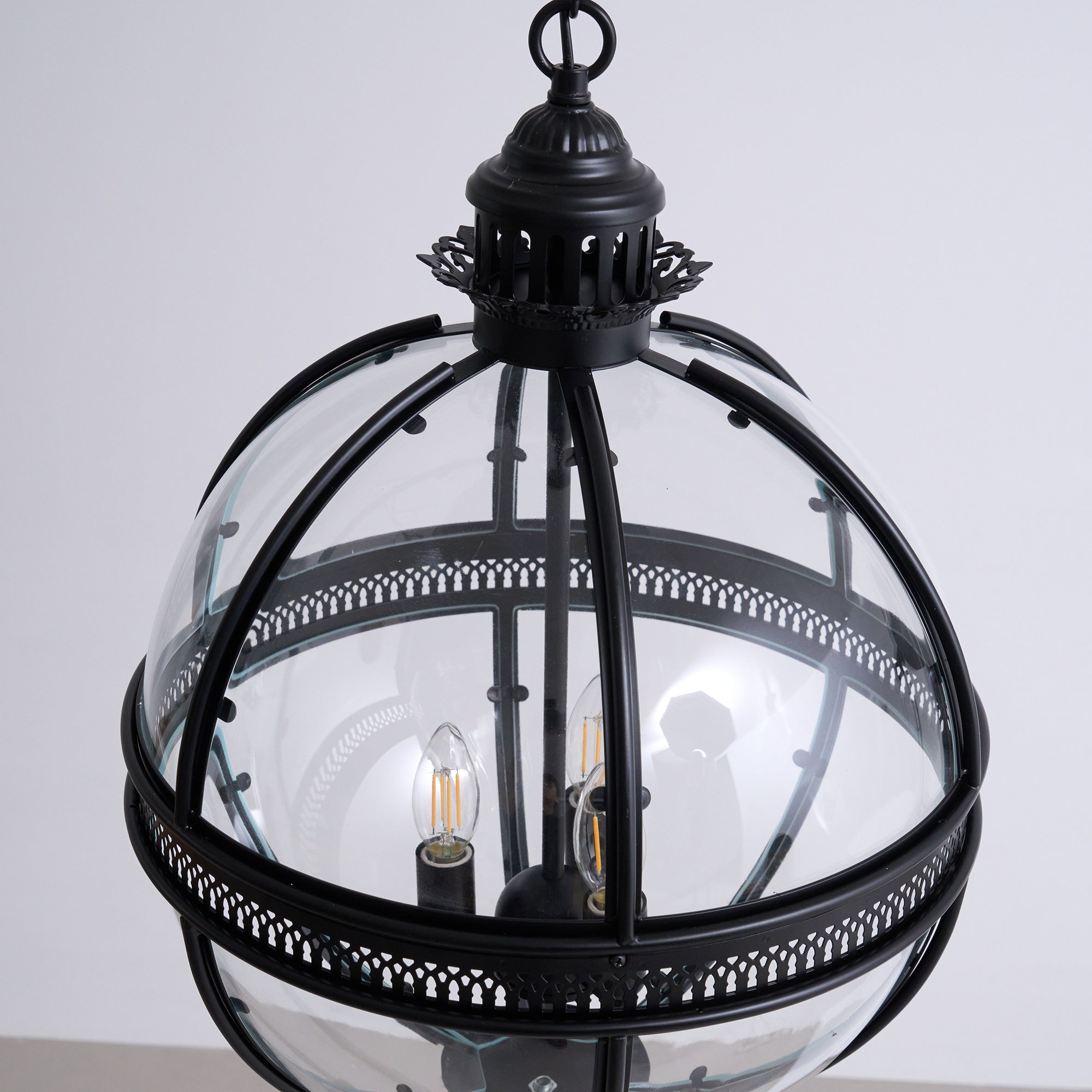 Pendant Light Glass Globe E12 Metal Frame Vintage Indoor Dining Room Hanging Ceiling Fixture | Thomler