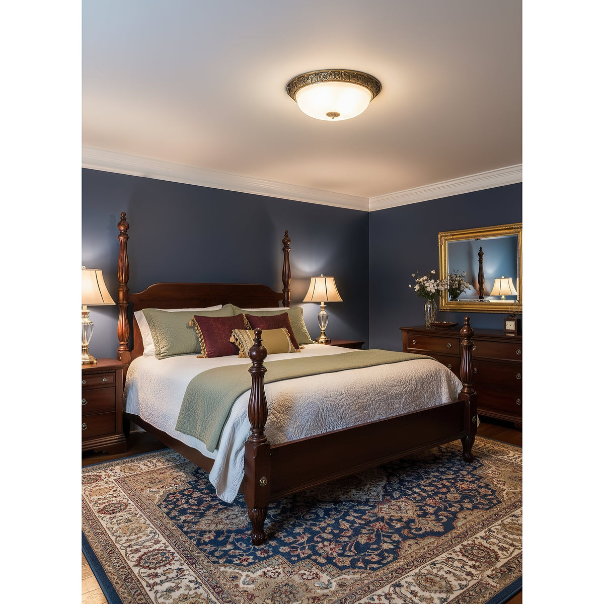 Flush Mount LED Ceiling Light with Glass Dome – Metal Frame, Multiple Sizes for Living Room & Bedroom | Thomler