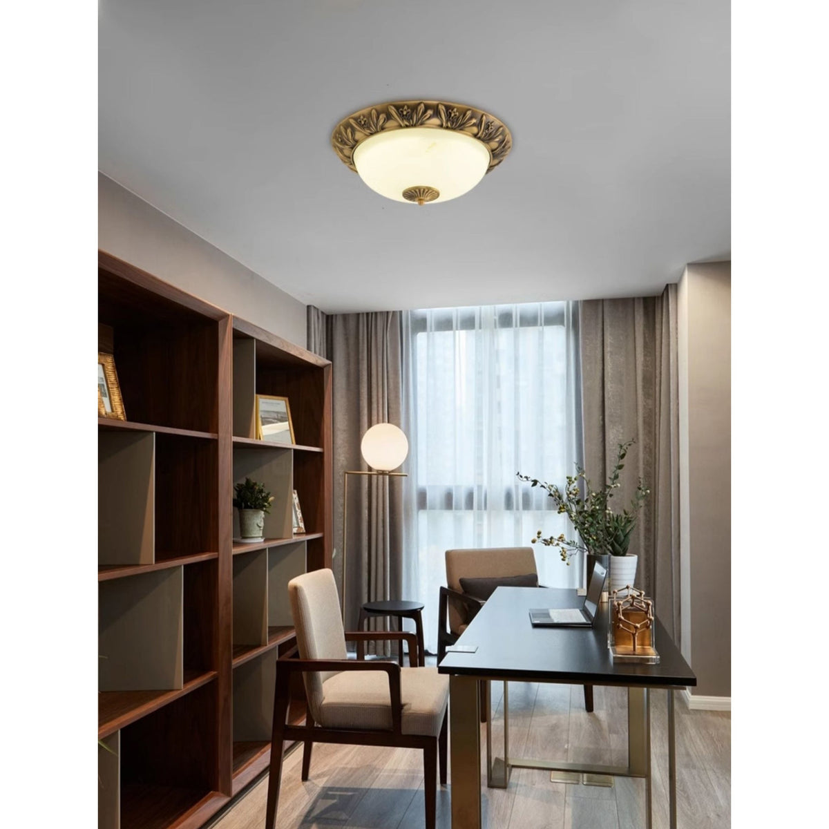Flush Mount LED Ceiling Light with Glass Dome – Metal Frame, Multiple Sizes for Living Room & Bedroom | Thomler