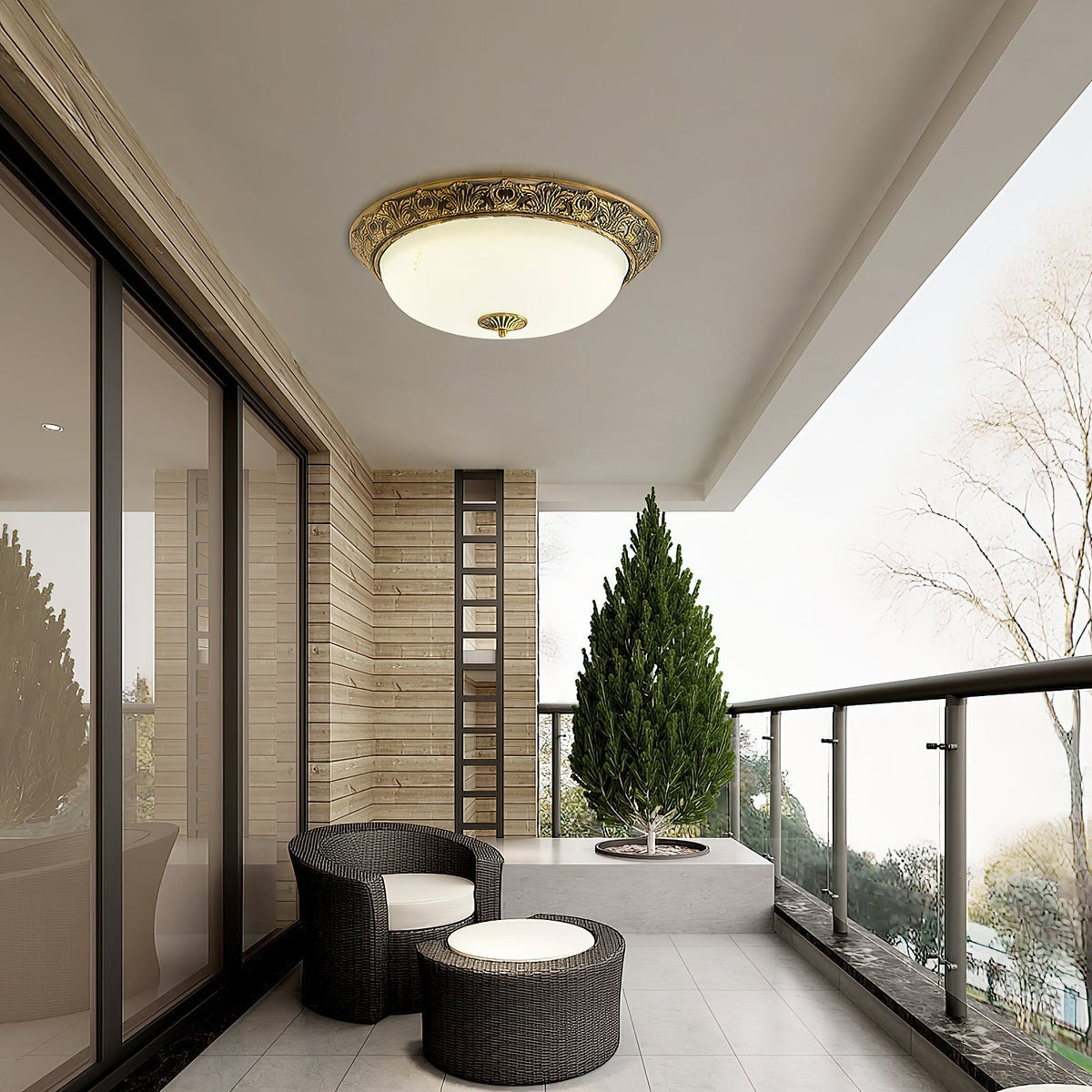 Flush Mount LED Ceiling Light with Glass Dome – Metal Frame, Multiple Sizes for Living Room & Bedroom | Thomler
