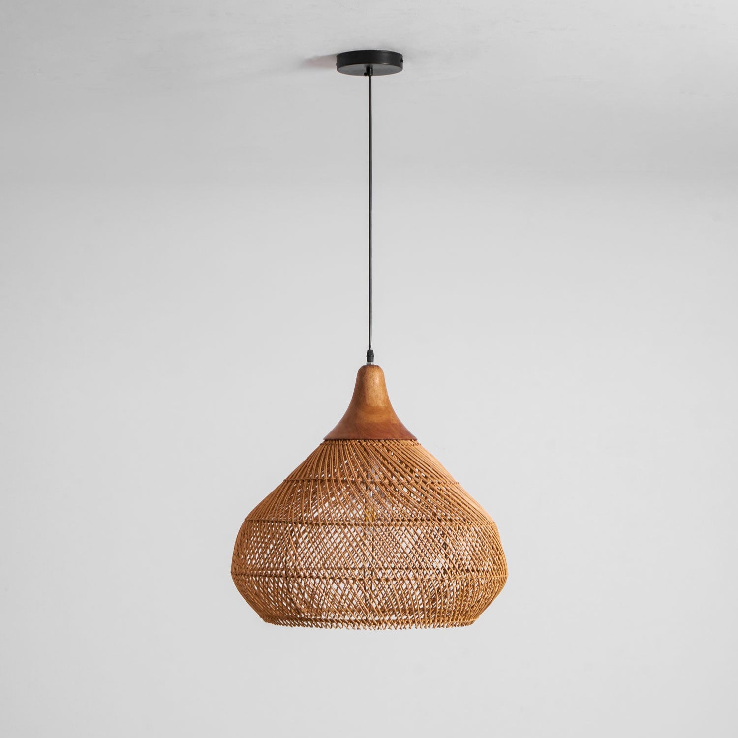 Pendant Light Rattan Braided 23.6 in Adjustable Dining Room Kitchen Island Hanging Ceiling Lamp Natural Woven Lighting Fixture | Thomler