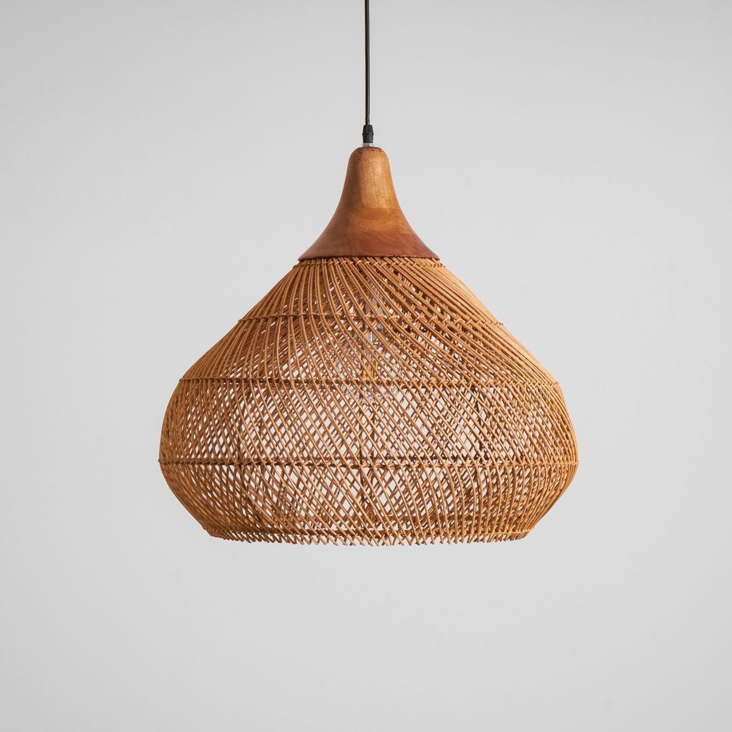 Pendant Light Rattan Braided 23.6 in Adjustable Dining Room Kitchen Island Hanging Ceiling Lamp Natural Woven Lighting Fixture | Thomler