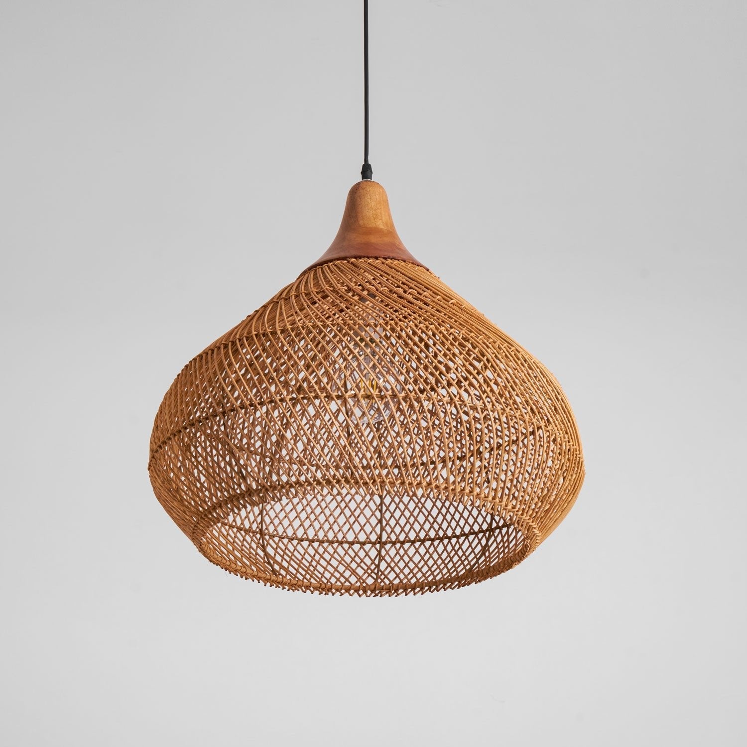 Pendant Light Rattan Braided 23.6 in Adjustable Dining Room Kitchen Island Hanging Ceiling Lamp Natural Woven Lighting Fixture | Thomler