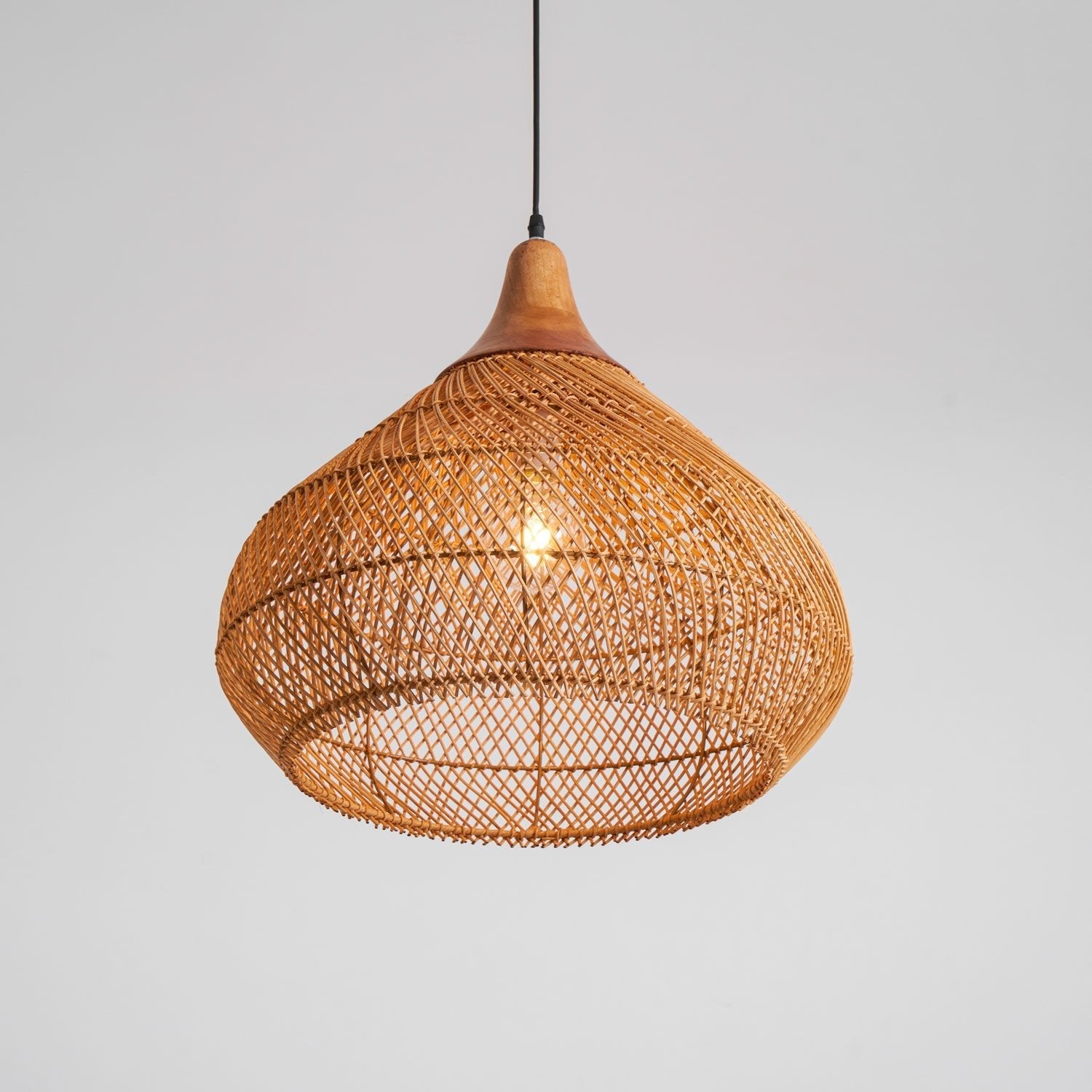 Pendant Light Rattan Braided 23.6 in Adjustable Dining Room Kitchen Island Hanging Ceiling Lamp Natural Woven Lighting Fixture | Thomler