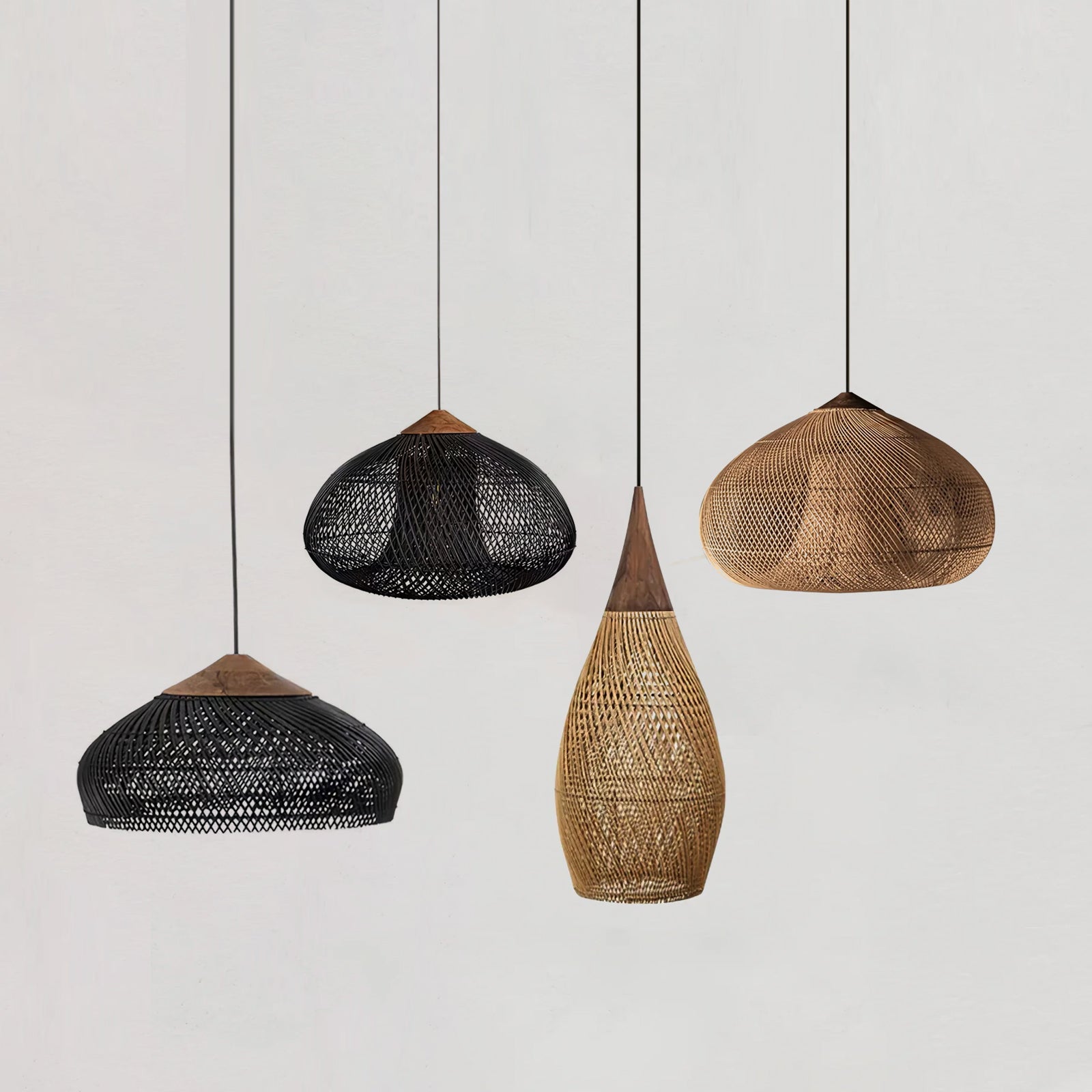 Pendant Light Rattan Braided 23.6 in Adjustable Dining Room Kitchen Island Hanging Ceiling Lamp Natural Woven Lighting Fixture | Thomler