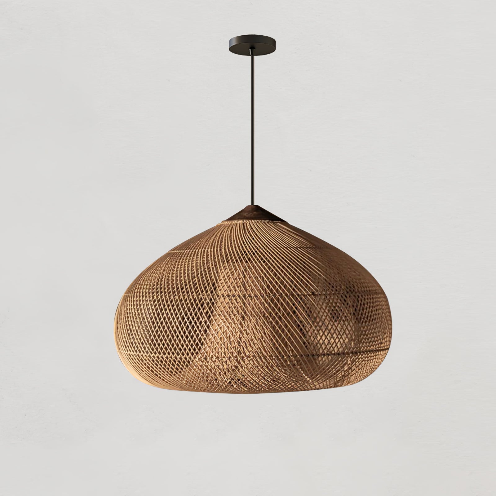Pendant Light Rattan Braided 23.6 in Adjustable Dining Room Kitchen Island Hanging Ceiling Lamp Natural Woven Lighting Fixture | Thomler