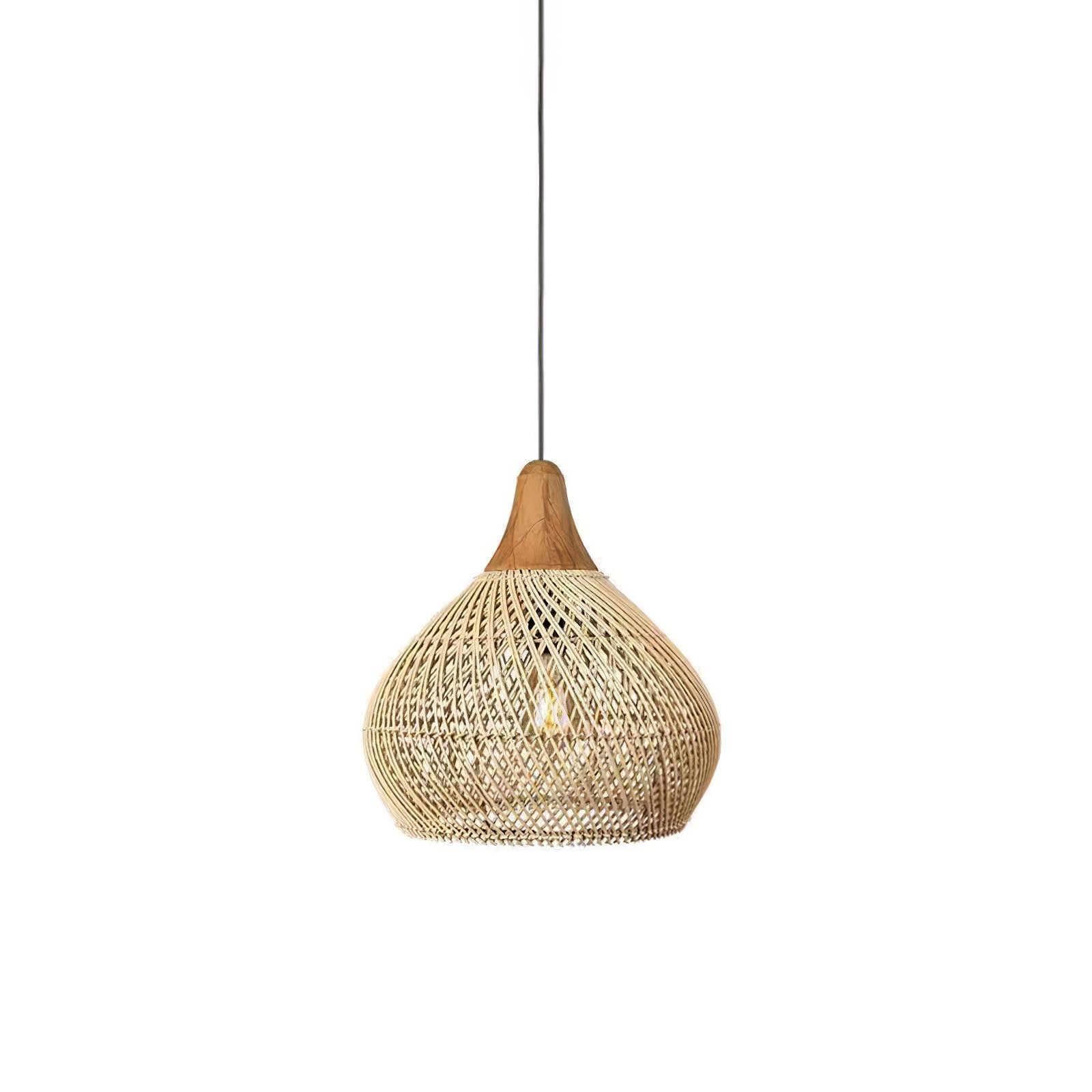 Pendant Light Rattan Braided 23.6 in Adjustable Dining Room Kitchen Island Hanging Ceiling Lamp Natural Woven Lighting Fixture | Thomler