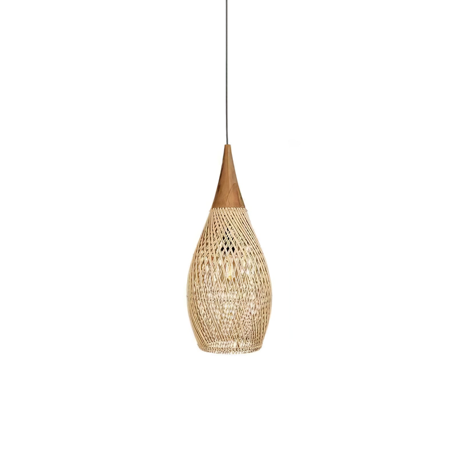 Pendant Light Rattan Braided 23.6 in Adjustable Dining Room Kitchen Island Hanging Ceiling Lamp Natural Woven Lighting Fixture | Thomler