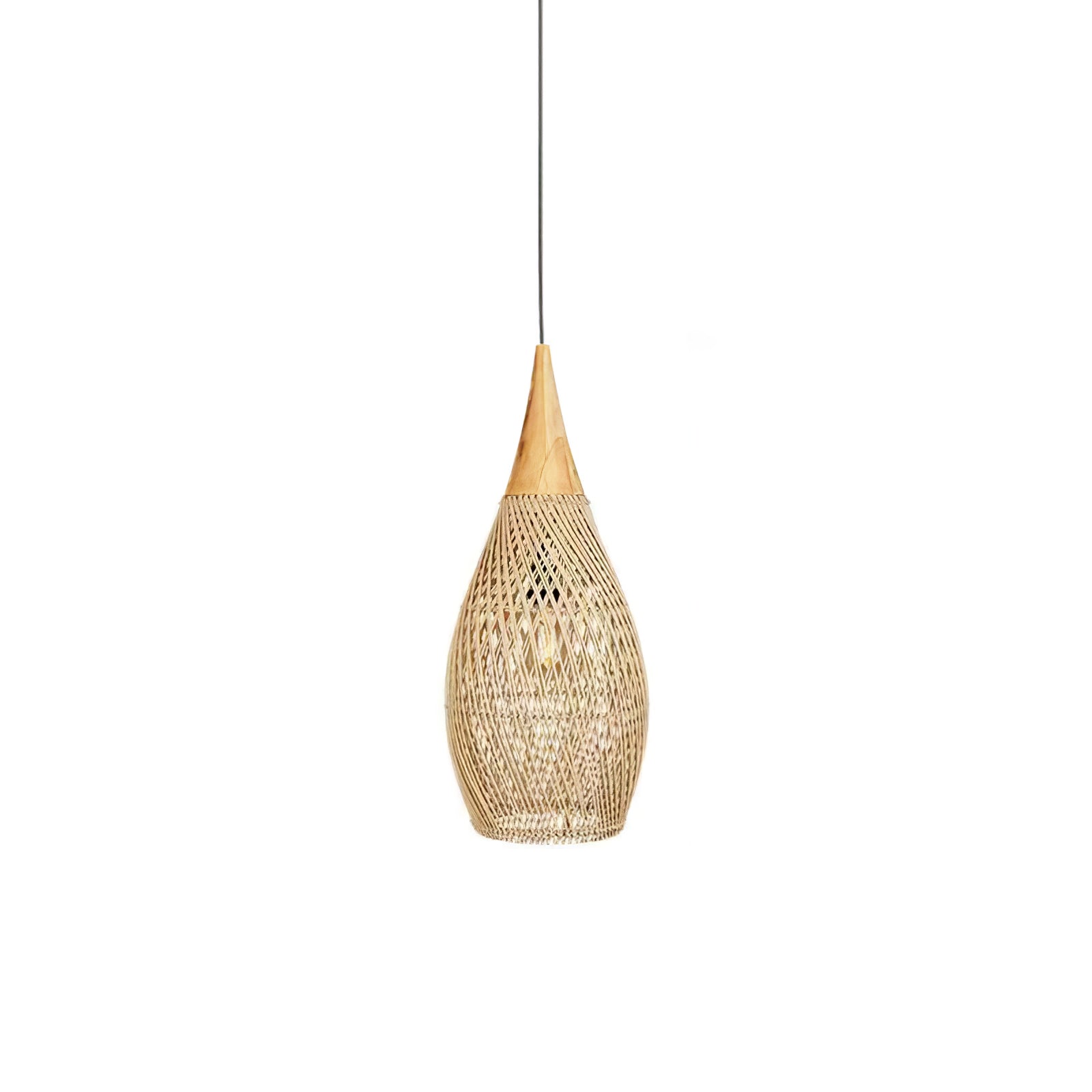 Pendant Light Rattan Braided 23.6 in Adjustable Dining Room Kitchen Island Hanging Ceiling Lamp Natural Woven Lighting Fixture | Thomler
