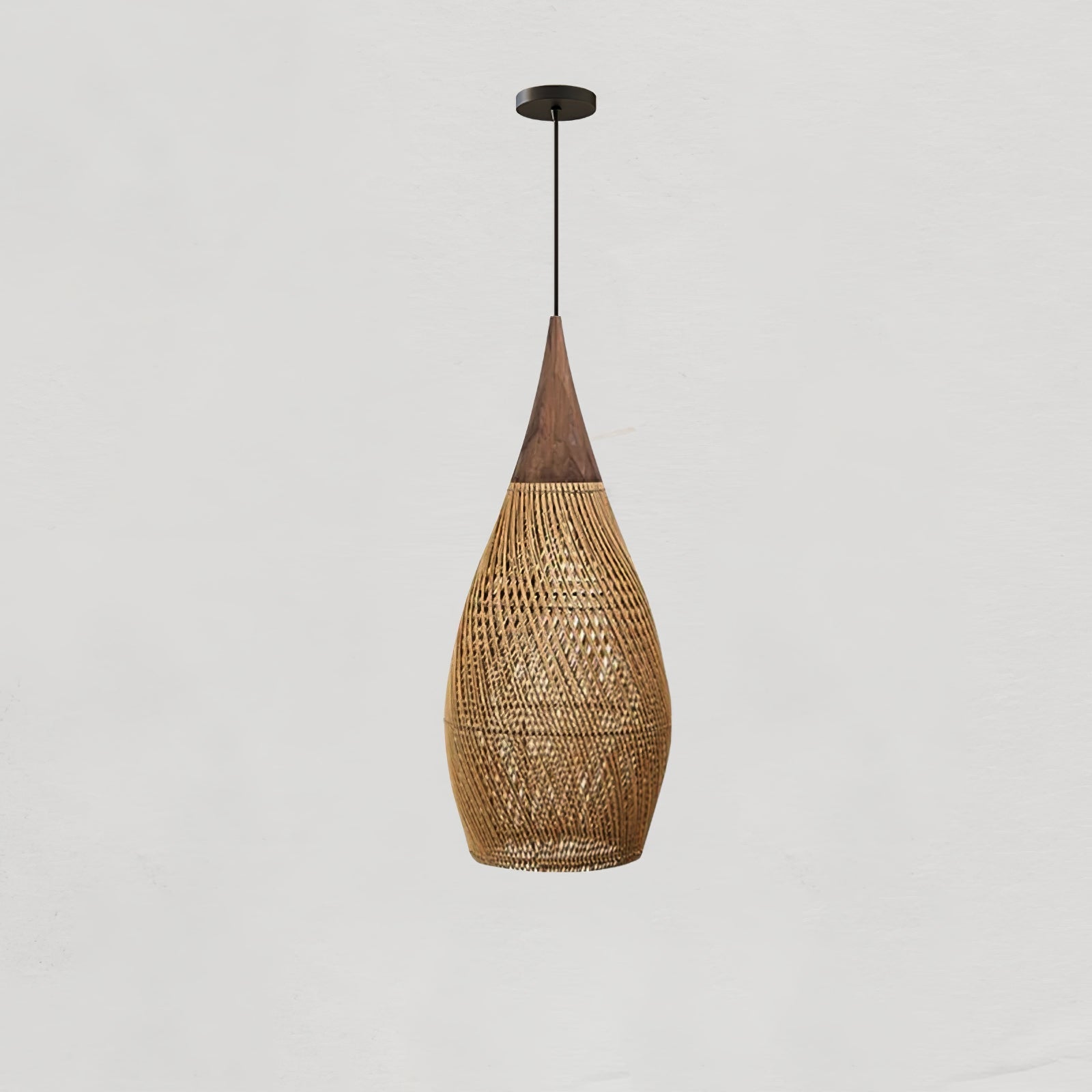 Pendant Light Rattan Braided 23.6 in Adjustable Dining Room Kitchen Island Hanging Ceiling Lamp Natural Woven Lighting Fixture | Thomler