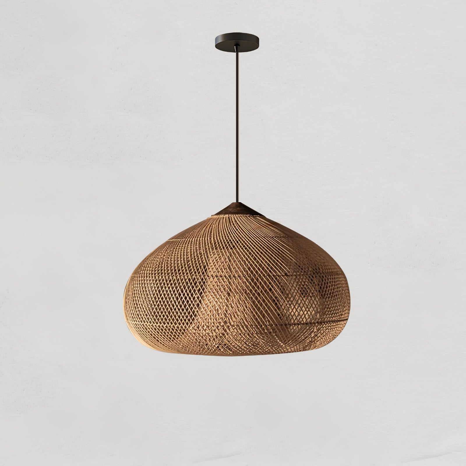 Pendant Light Rattan Braided 23.6 in Adjustable Dining Room Kitchen Island Hanging Ceiling Lamp Natural Woven Lighting Fixture | Thomler