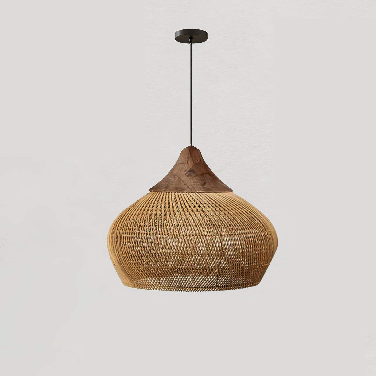 Pendant Light Rattan Braided 23.6 in Adjustable Dining Room Kitchen Island Hanging Ceiling Lamp Natural Woven Lighting Fixture | Thomler