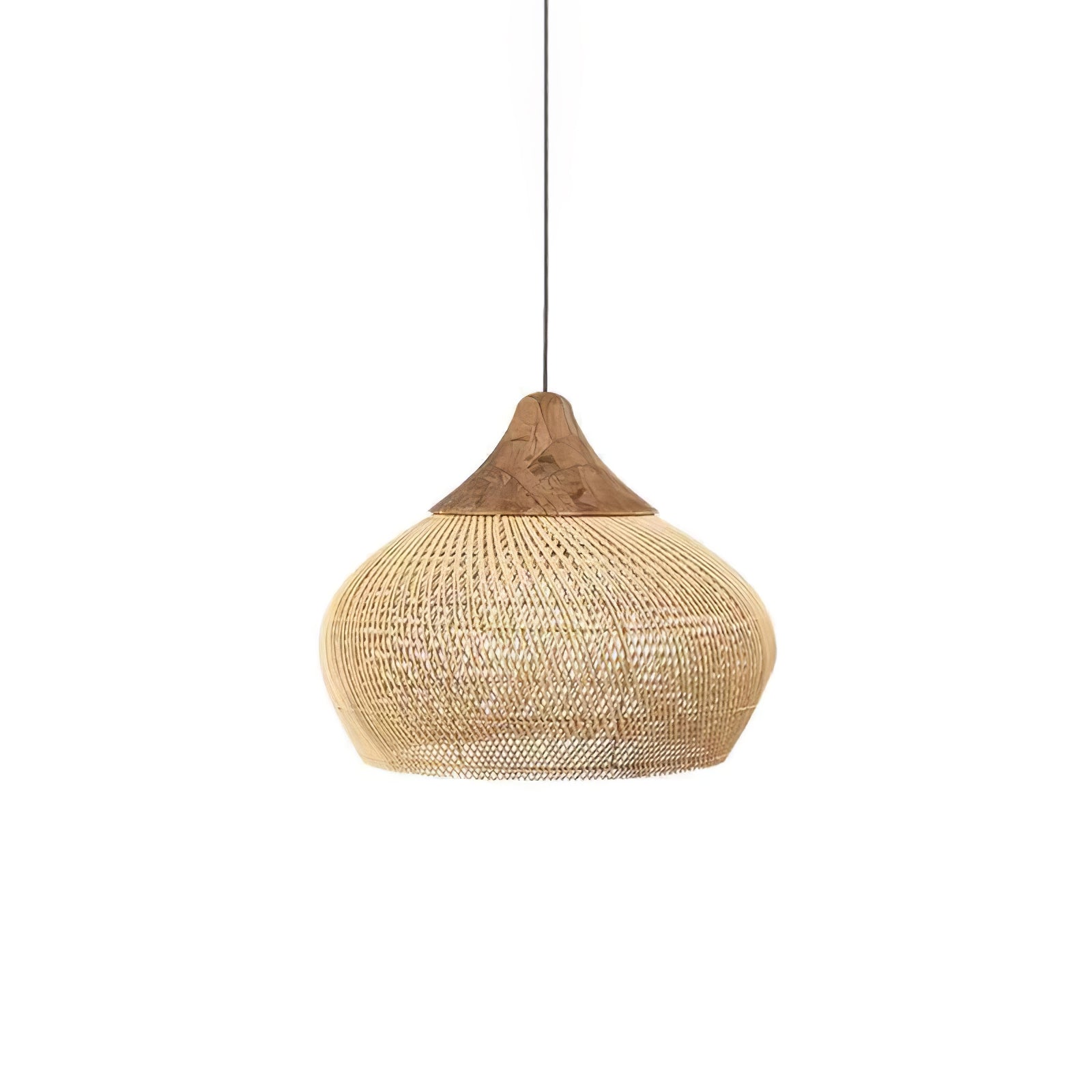 Pendant Light Rattan Braided 23.6 in Adjustable Dining Room Kitchen Island Hanging Ceiling Lamp Natural Woven Lighting Fixture | Thomler