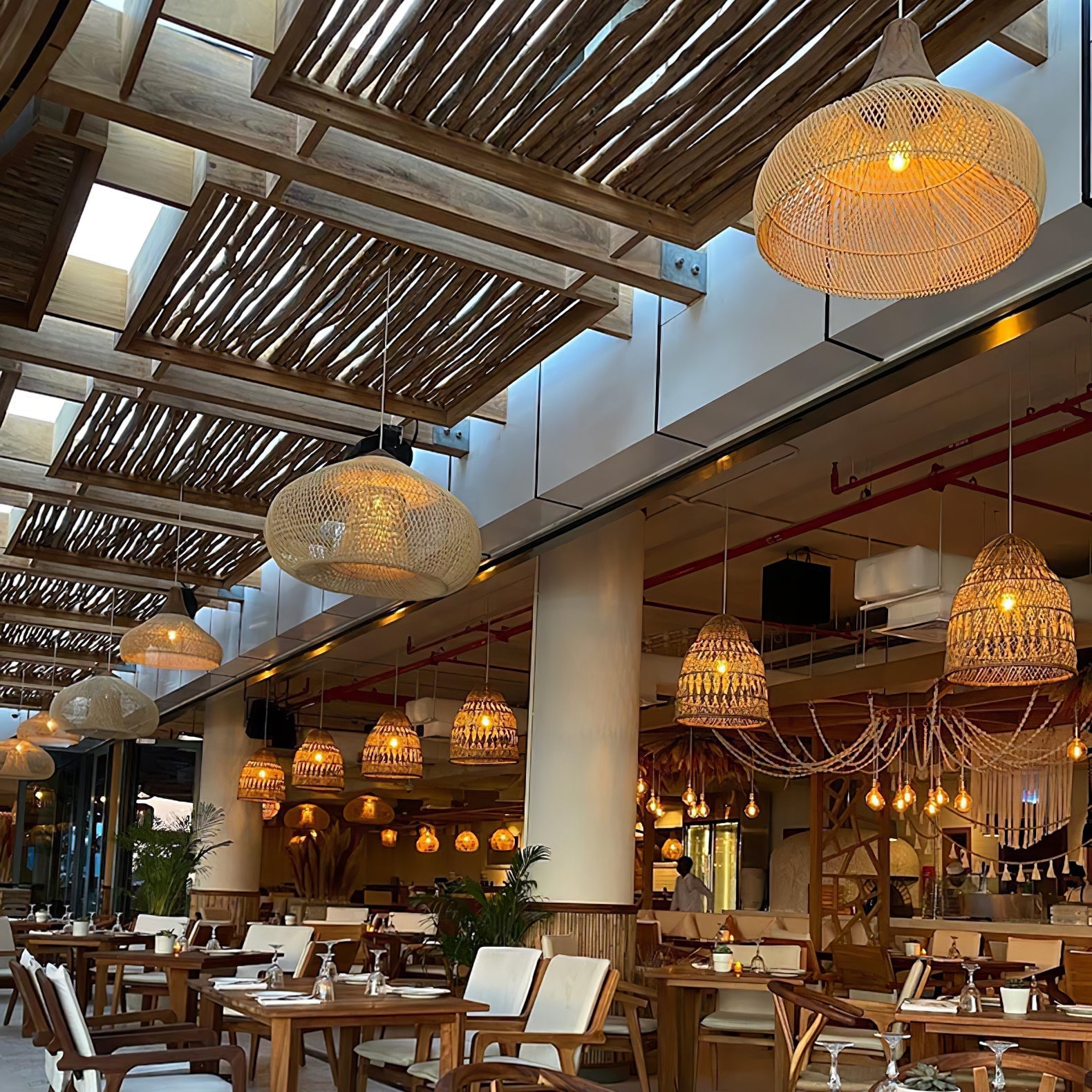 Pendant Light Rattan Braided 23.6 in Adjustable Dining Room Kitchen Island Hanging Ceiling Lamp Natural Woven Lighting Fixture | Thomler