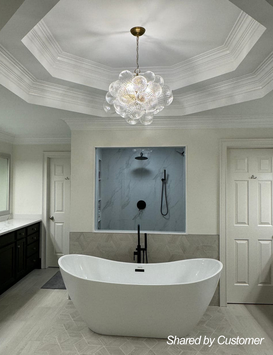 Multi-Globe Textured Glass Ceiling Fixture with Adjustable Chain Hardwired Dimmable Lighting for Dining Room Entryway Bedroom | Thomler