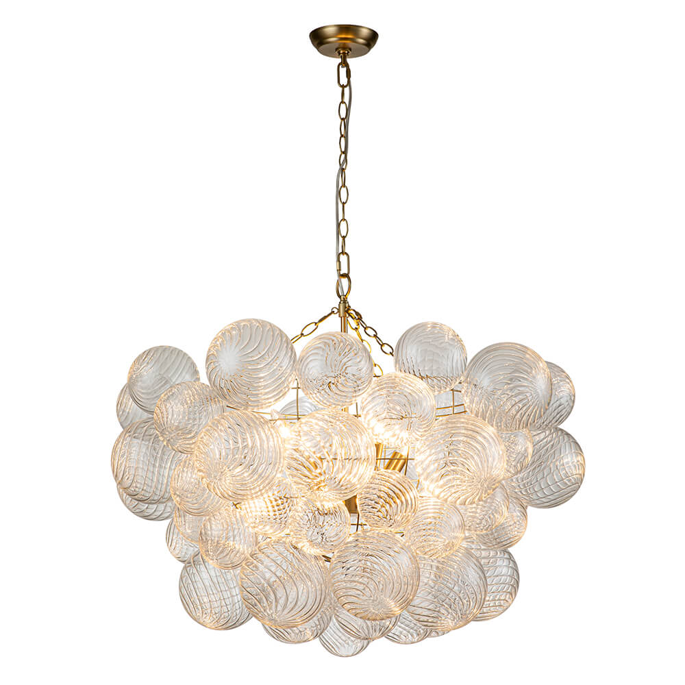 Multi-Globe Textured Glass Ceiling Fixture with Adjustable Chain Hardwired Dimmable Lighting for Dining Room Entryway Bedroom | Thomler